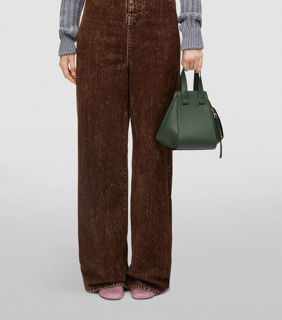 Leather Hammock Top-Handle Bag BOTTLE GREEN Image 8