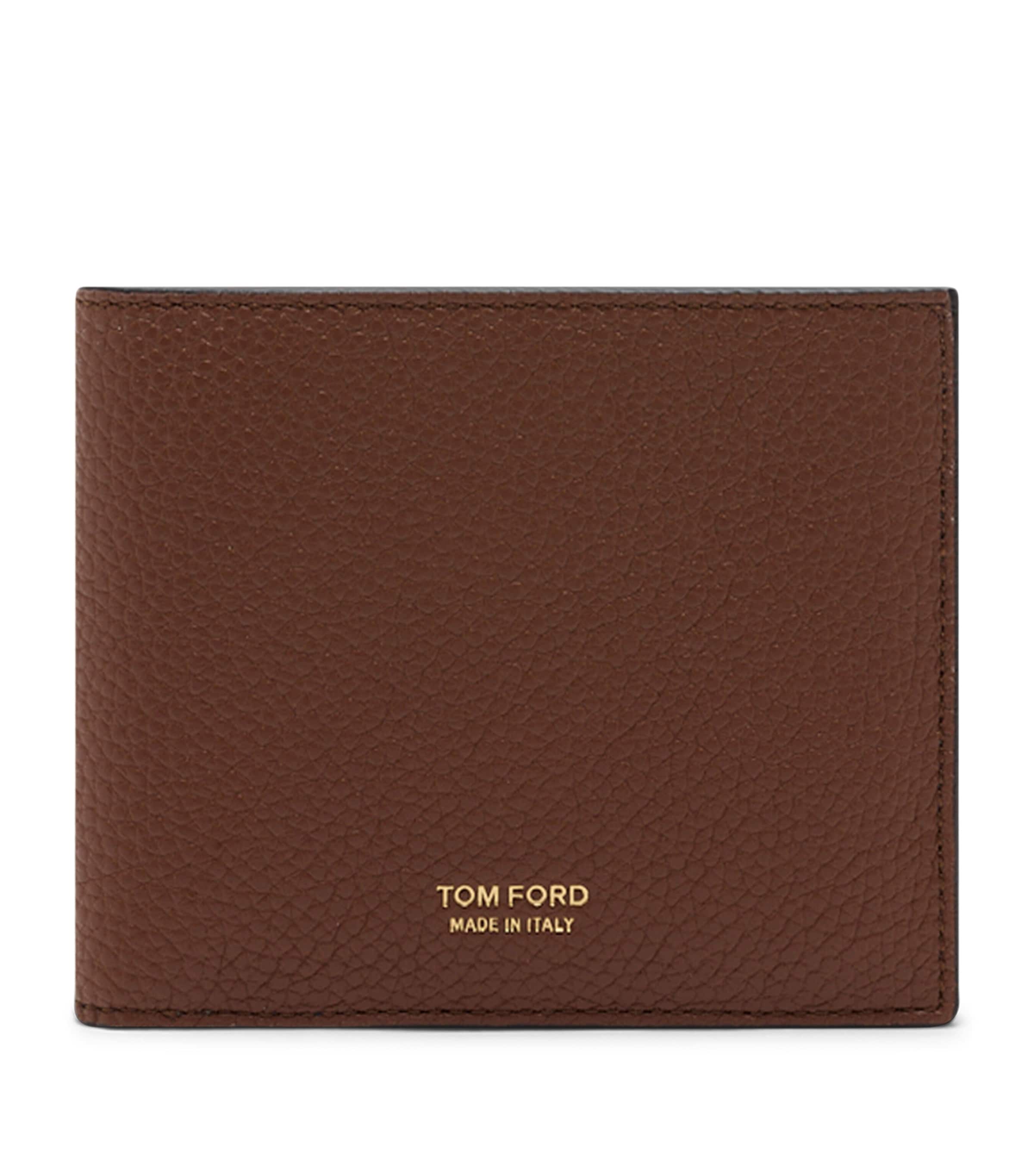 Tom Ford Leather T-line Classic Bifold Wallet In Brown