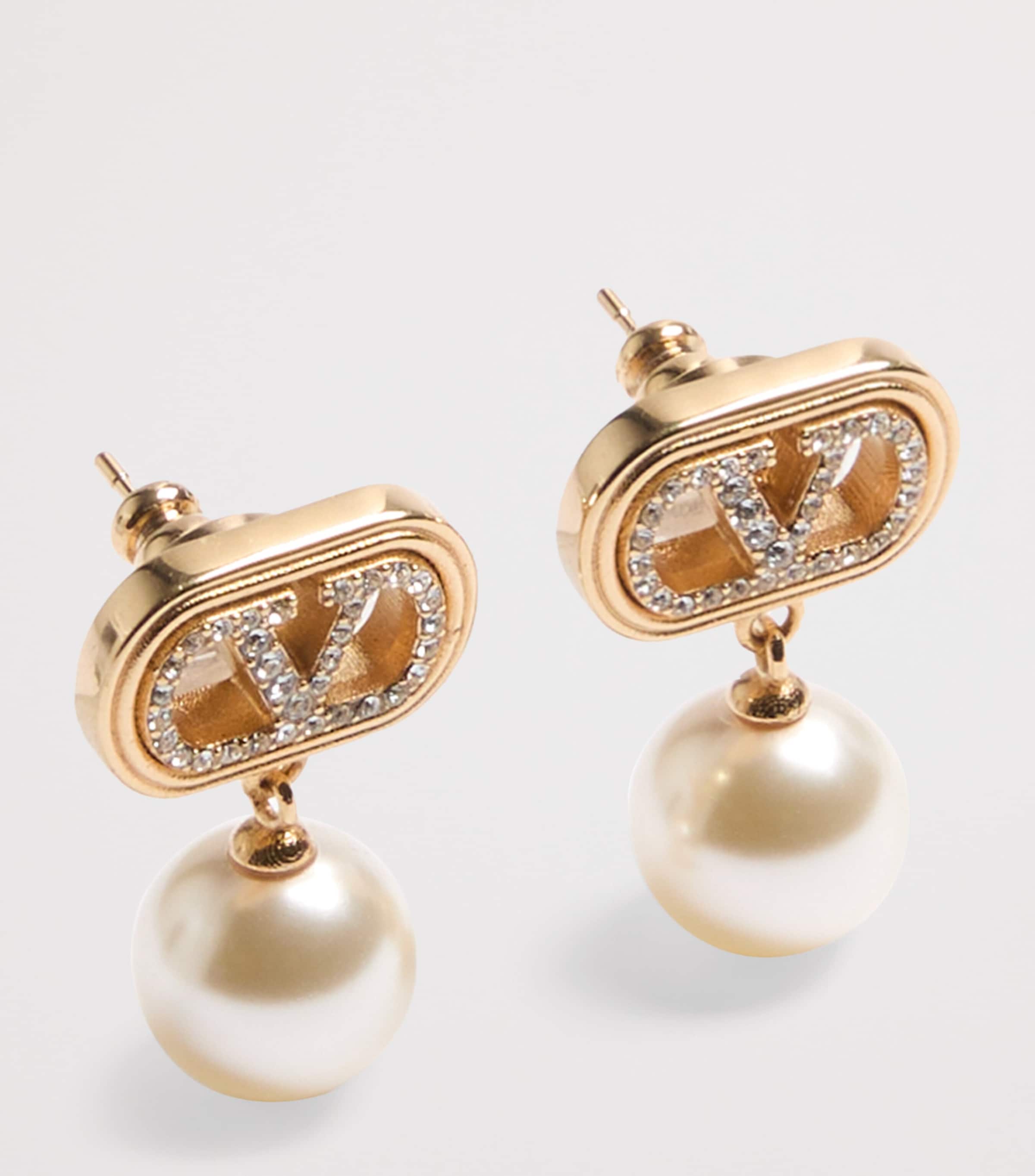 Swarovski Crystal-Embellished Ovalette Logo Earrings CNP Image 4