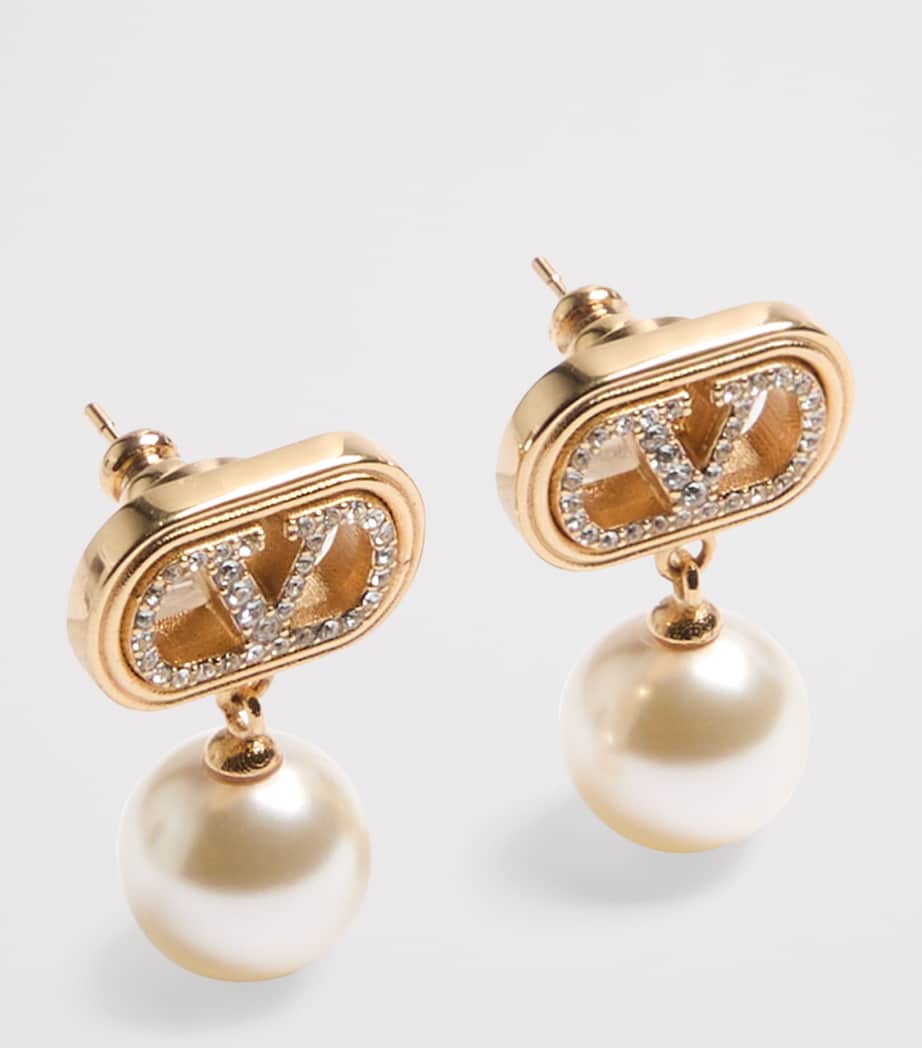 Swarovski Crystal-Embellished Ovalette Logo Earrings CNP Image 4