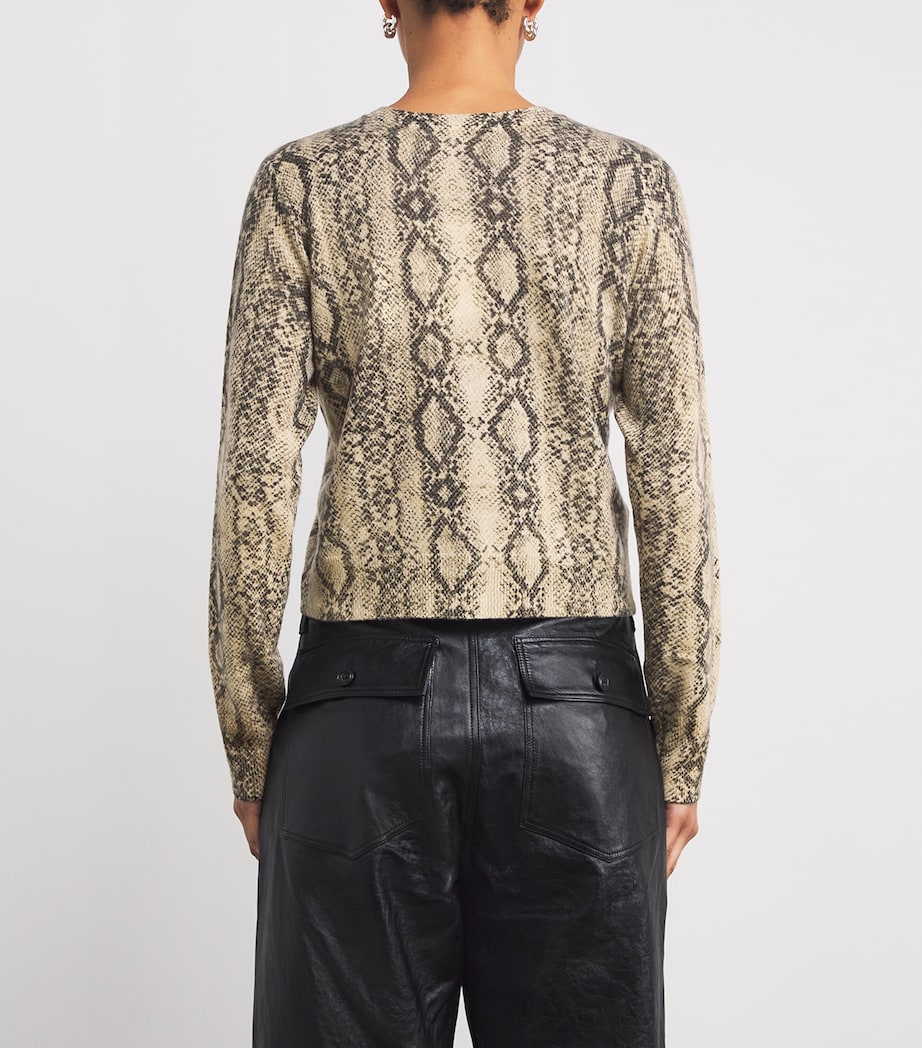 Cashmere Snakeskin-Effect Cardigan CAMEL MULTI Image 4