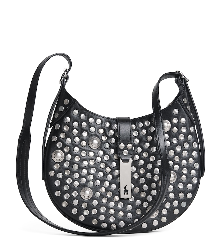 Polo Ralph Lauren Leather Studded Polo ID Shoulder Bag Black Image 1