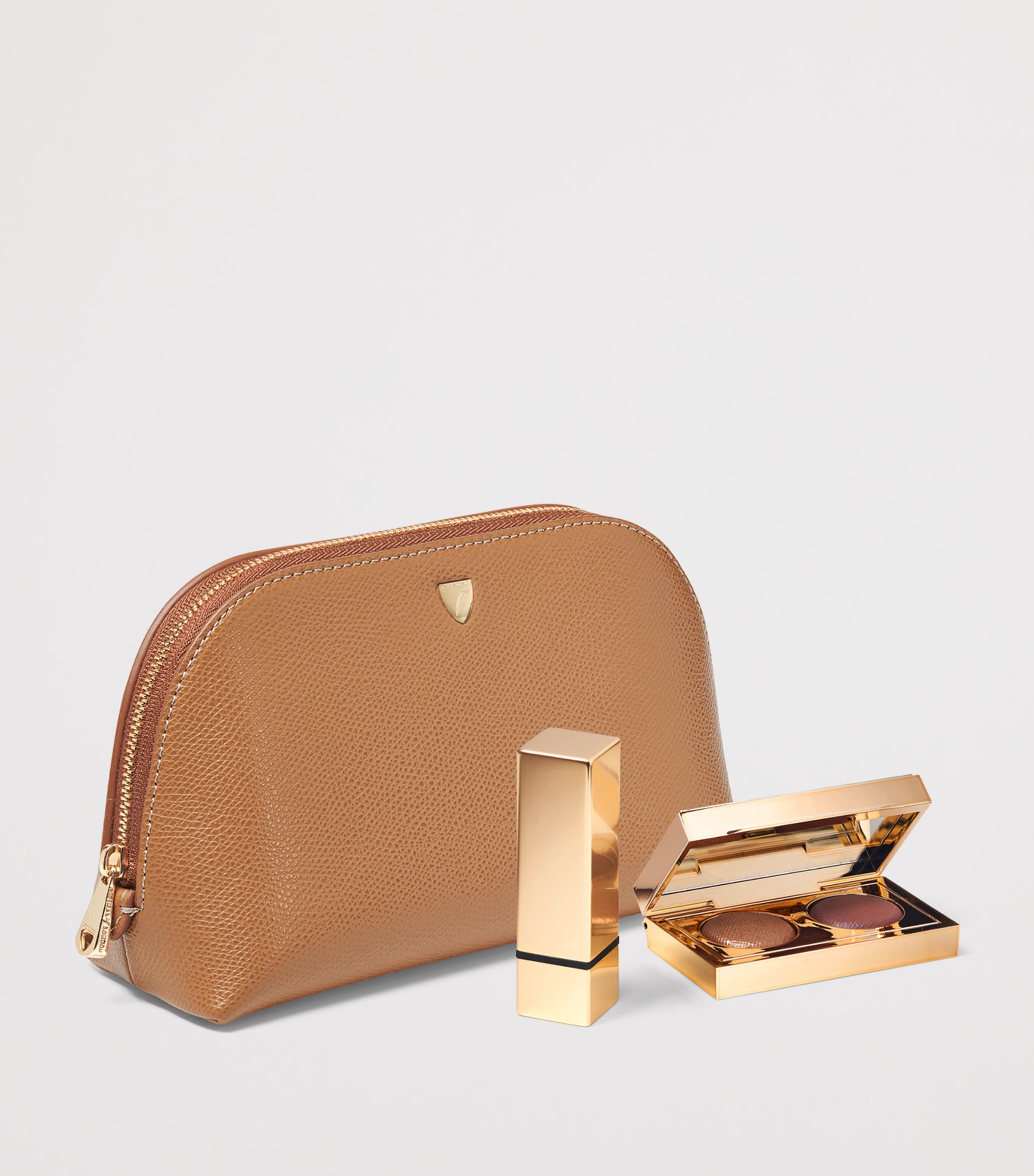 Aspinal Of London Small Grained Leather Cosmetics Case Caramel Image 3