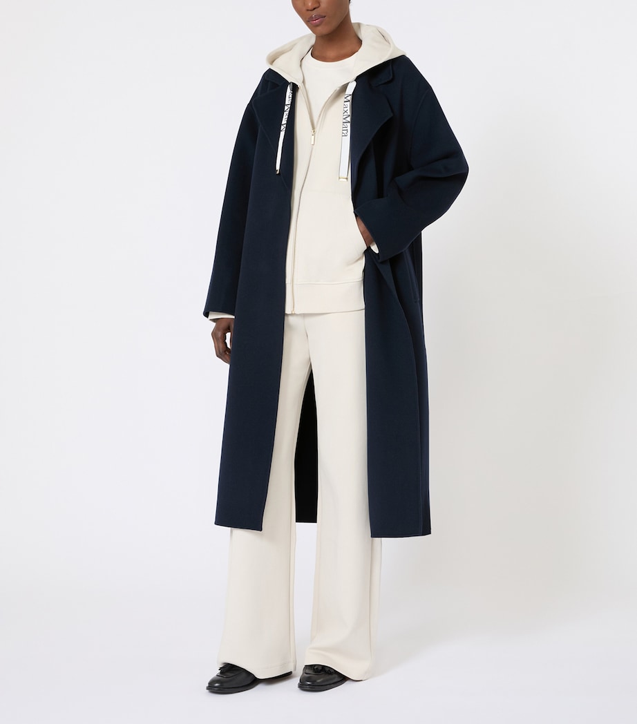 Max Mara Womens Cotton-Blend Zip-Up Hoodie Ecru Image 4