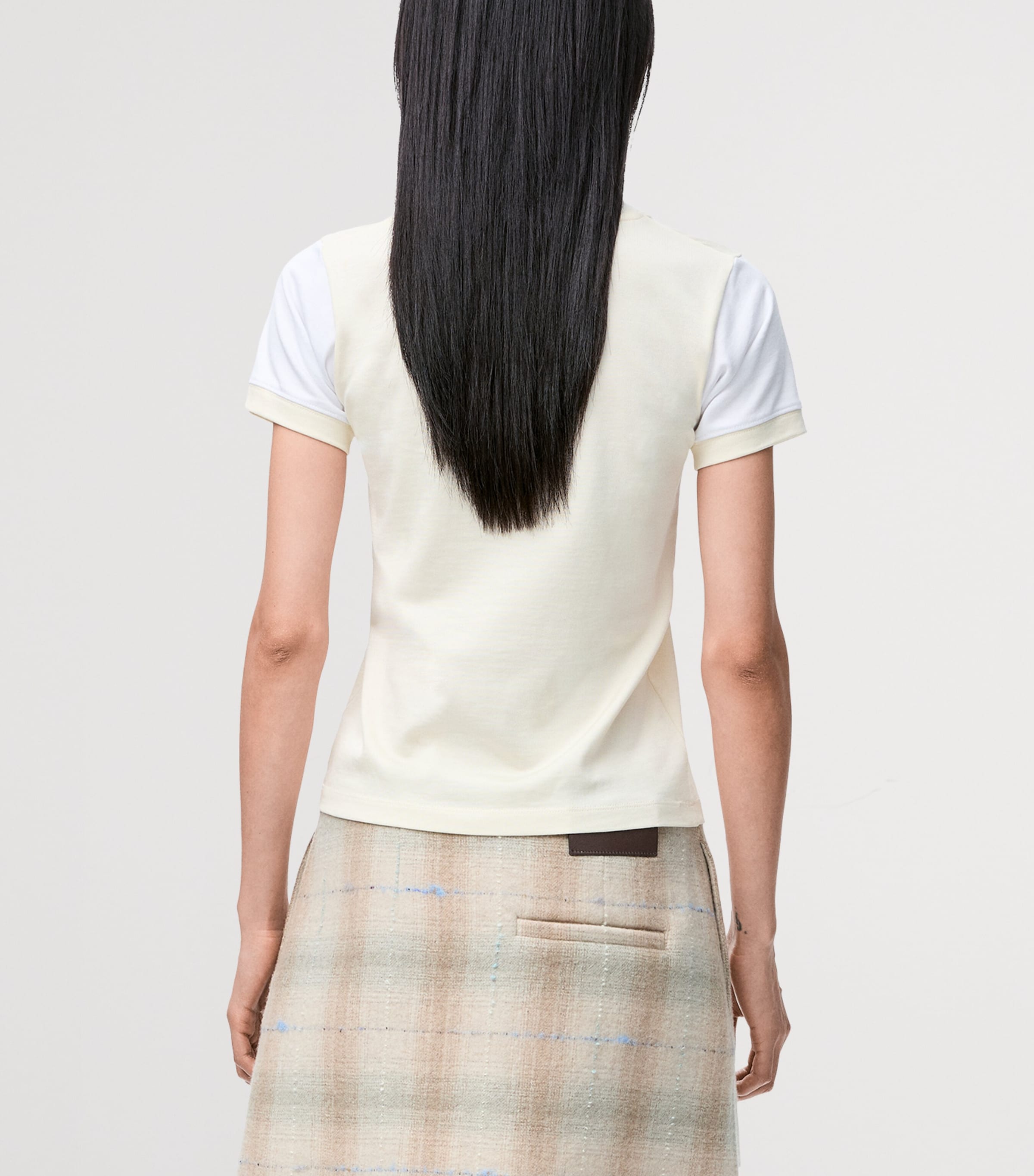 LOEWE Womens Stretch-Cotton Anagram T-Shirt Vanilla Image 4
