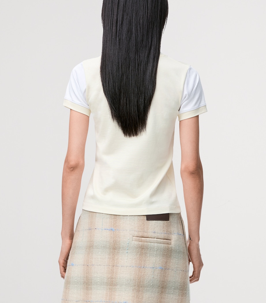 LOEWE Womens Stretch-Cotton Anagram T-Shirt Vanilla Image 4
