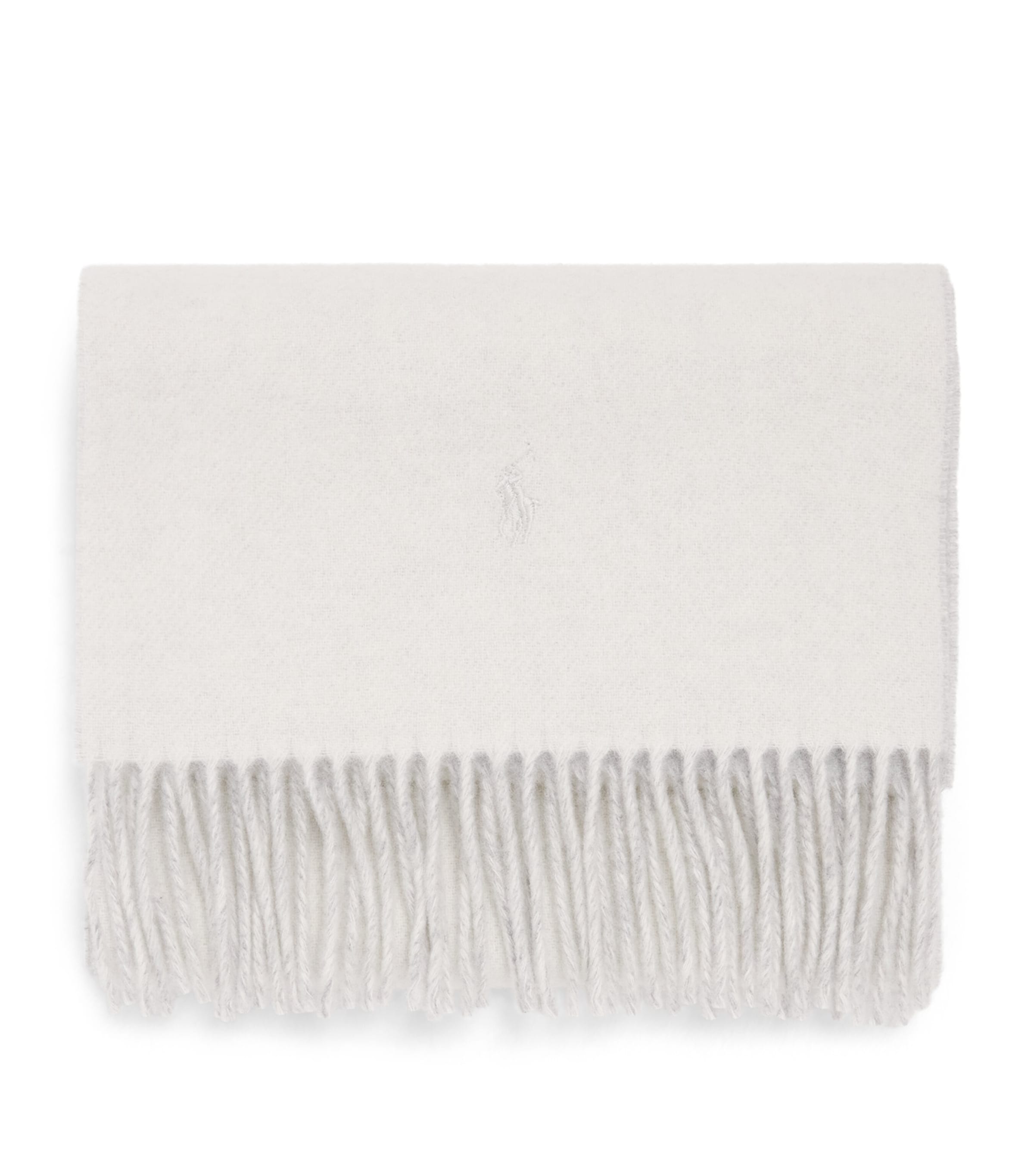 Polo Ralph Lauren Wool Fringed Scarf Cream/lt Vintage Htr Image 1