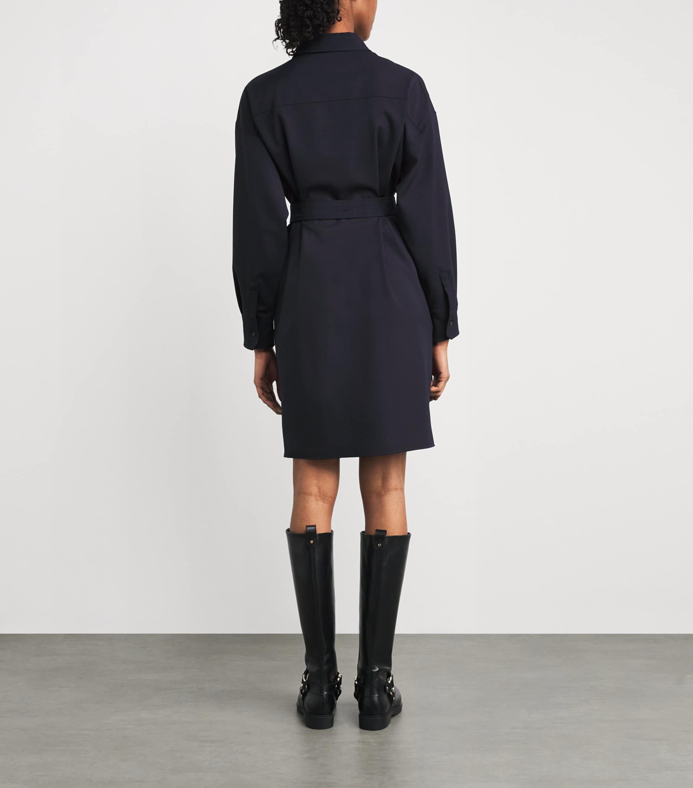 Belted Mini Shirt Dress NAVY Image 3