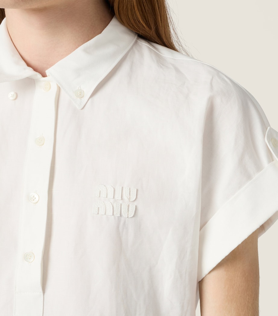 Miu Miu Womens Cotton-Linen Mini Dress White Image 4