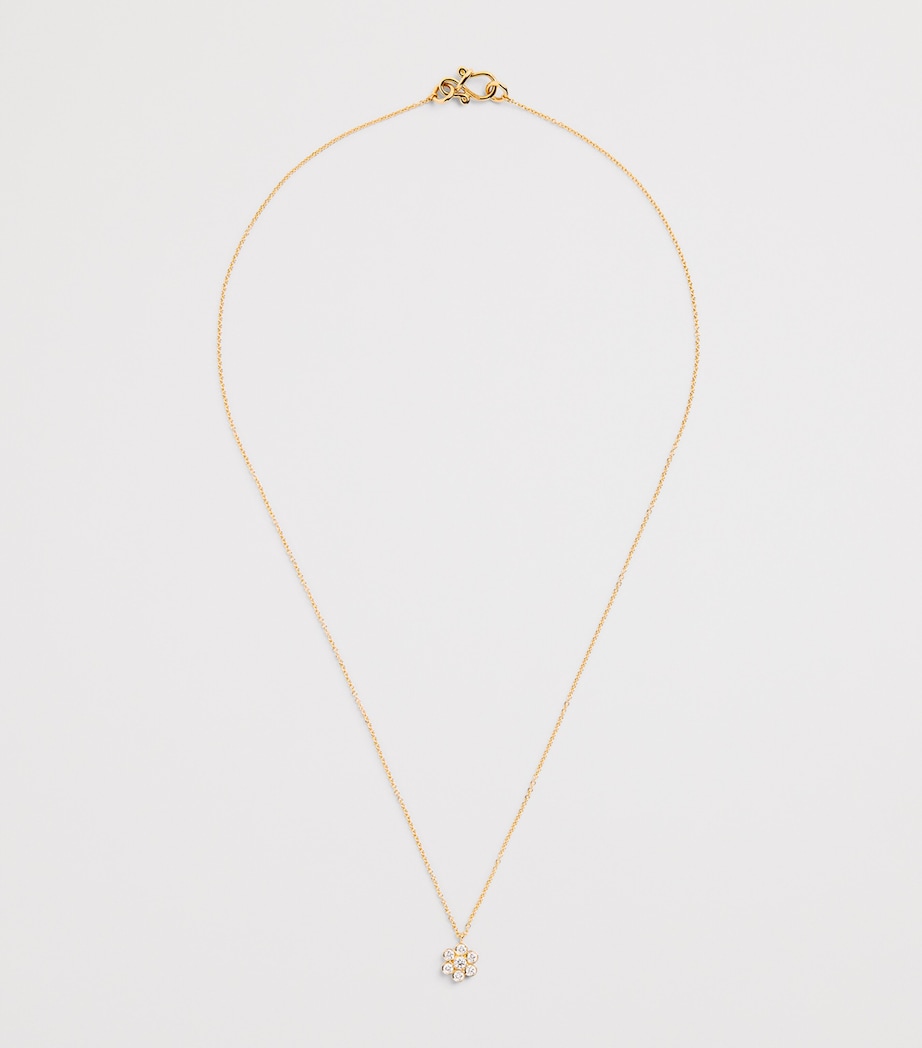 Yellow Gold and Diamond Fleur Necklace YELLOW GOLD Image 3