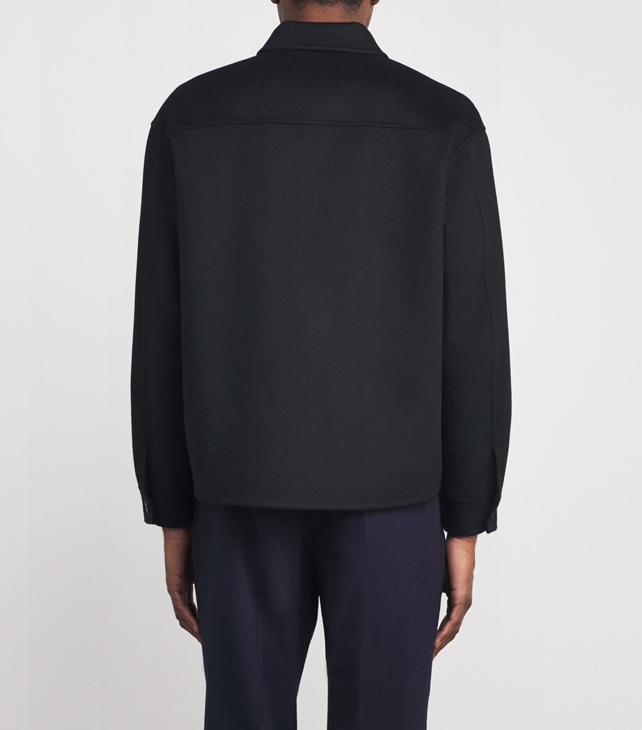 Wool Twin-Pocket Overshirt BLACK Image 4