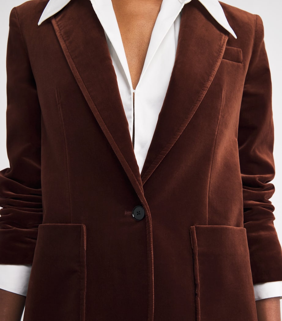 Velvet Single-Breasted Blazer CHESTNUT Image 6