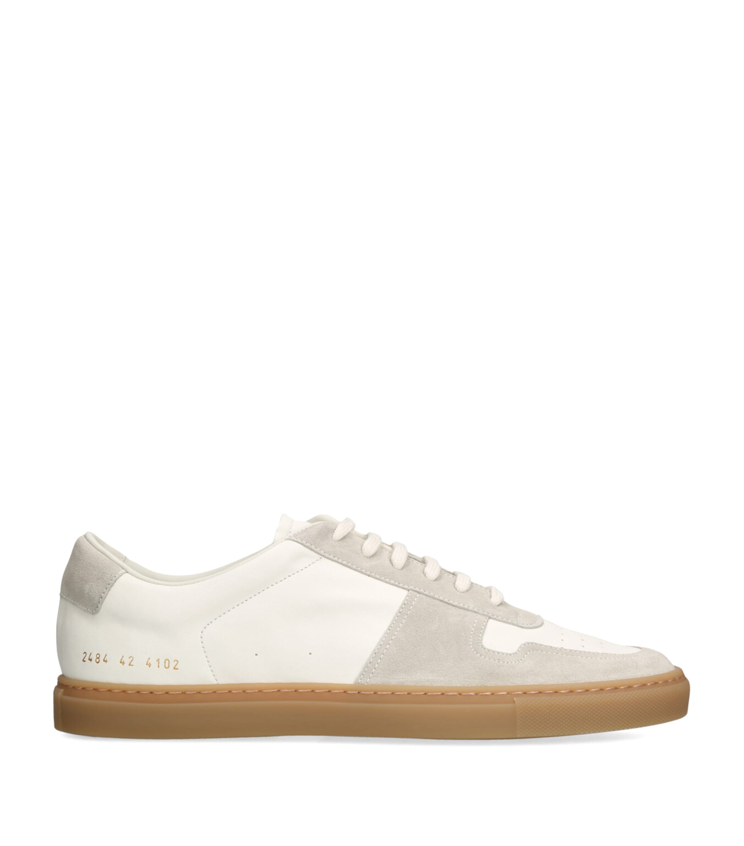 Leather and Suede BBall Sneakers WHITE Image 1
