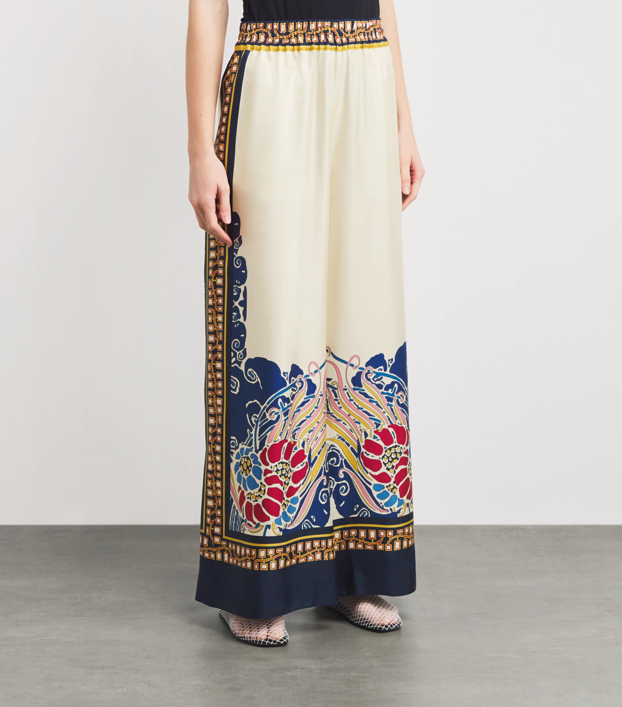 Silk Wide-Leg Palazzo Trousers BU03LEMURIA PLACEE Image 3