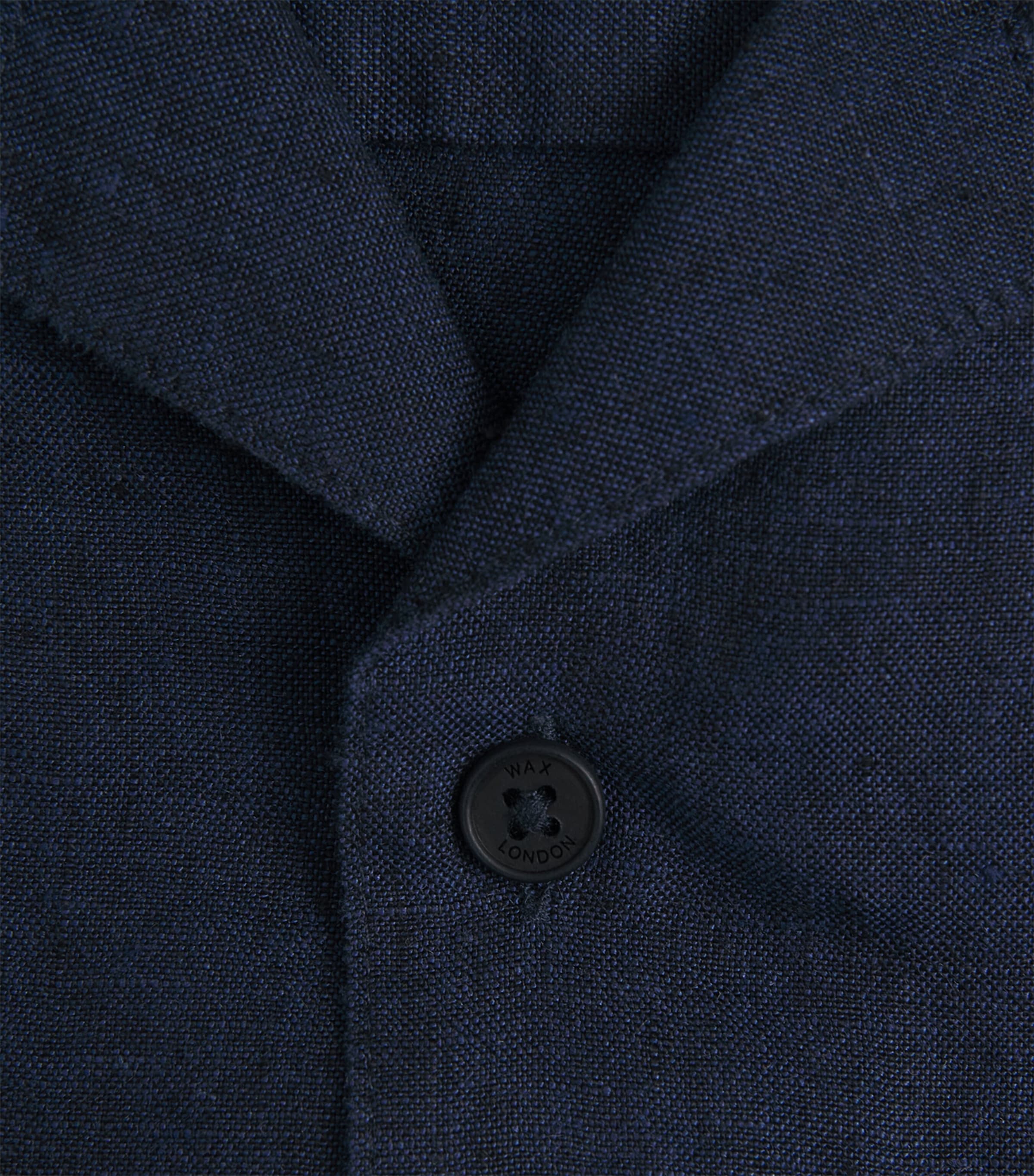 Wax London Mens Linen Short-Sleeve Didcot Shirt Navy Image 6