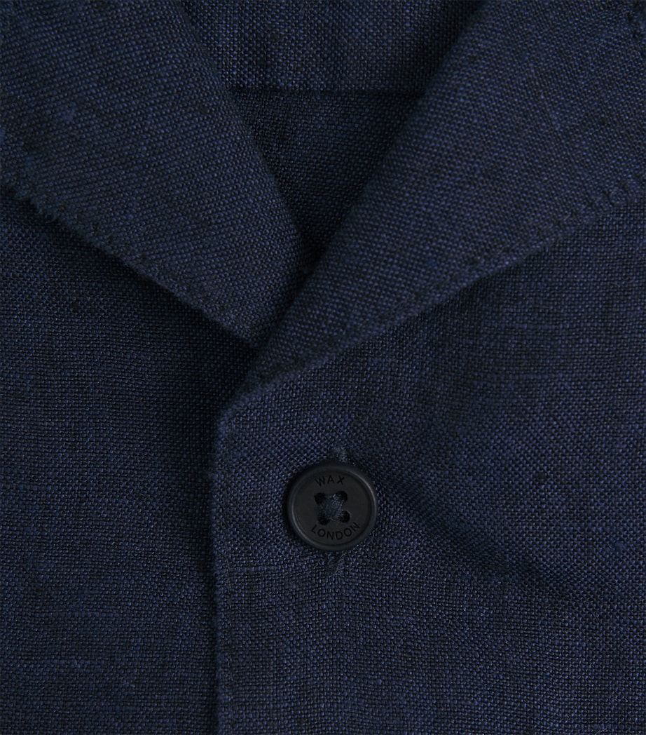 Wax London Mens Linen Short-Sleeve Didcot Shirt Navy Image 6