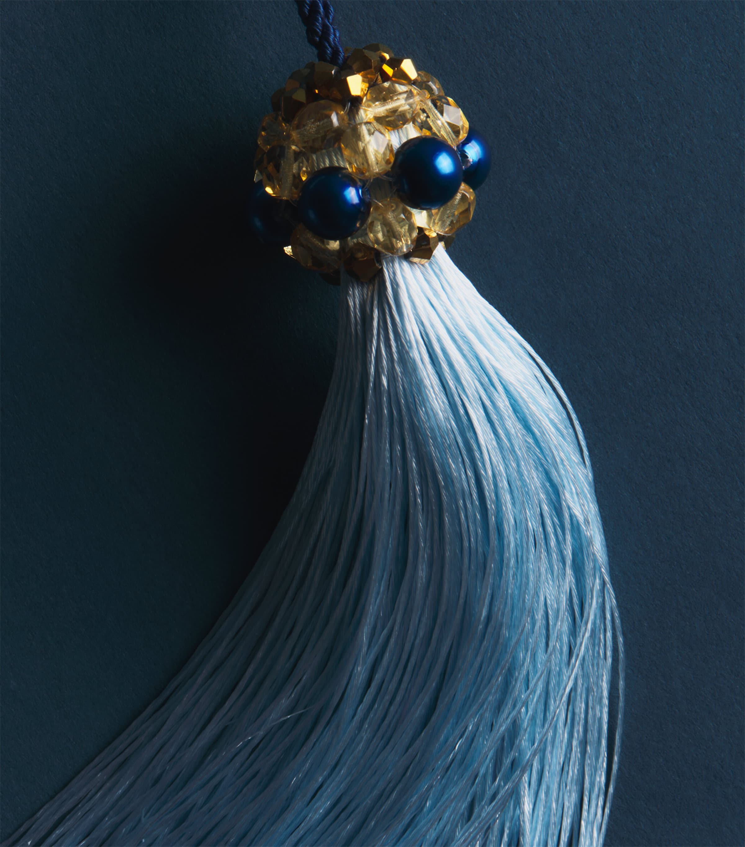 Jessica Light Beaded Mini Tassel Tree Decoration Pale Blue Image 2