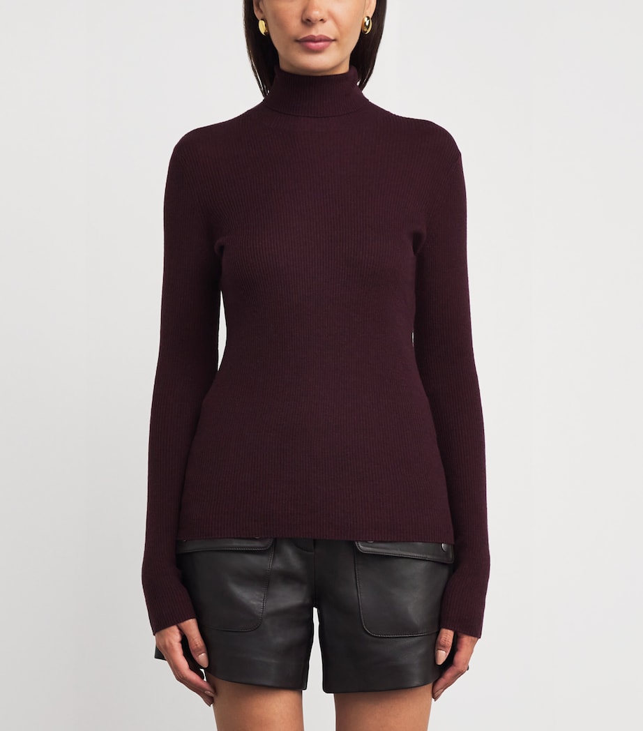 Wool-Silk Rollneck Sweater BURGUNDY Image 3