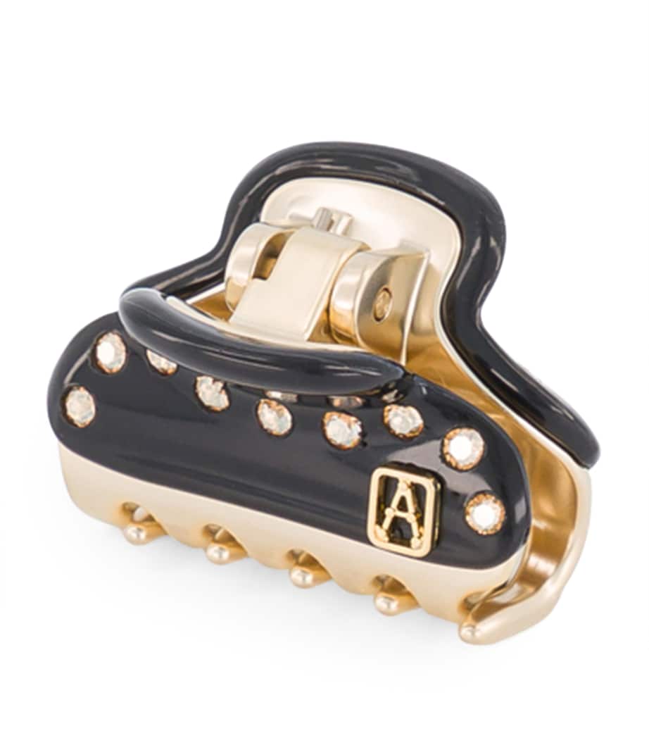 Alexandre de Paris Gold-Plated Crystal-Embellished Claw Hair Clip Noir B/or Image 2