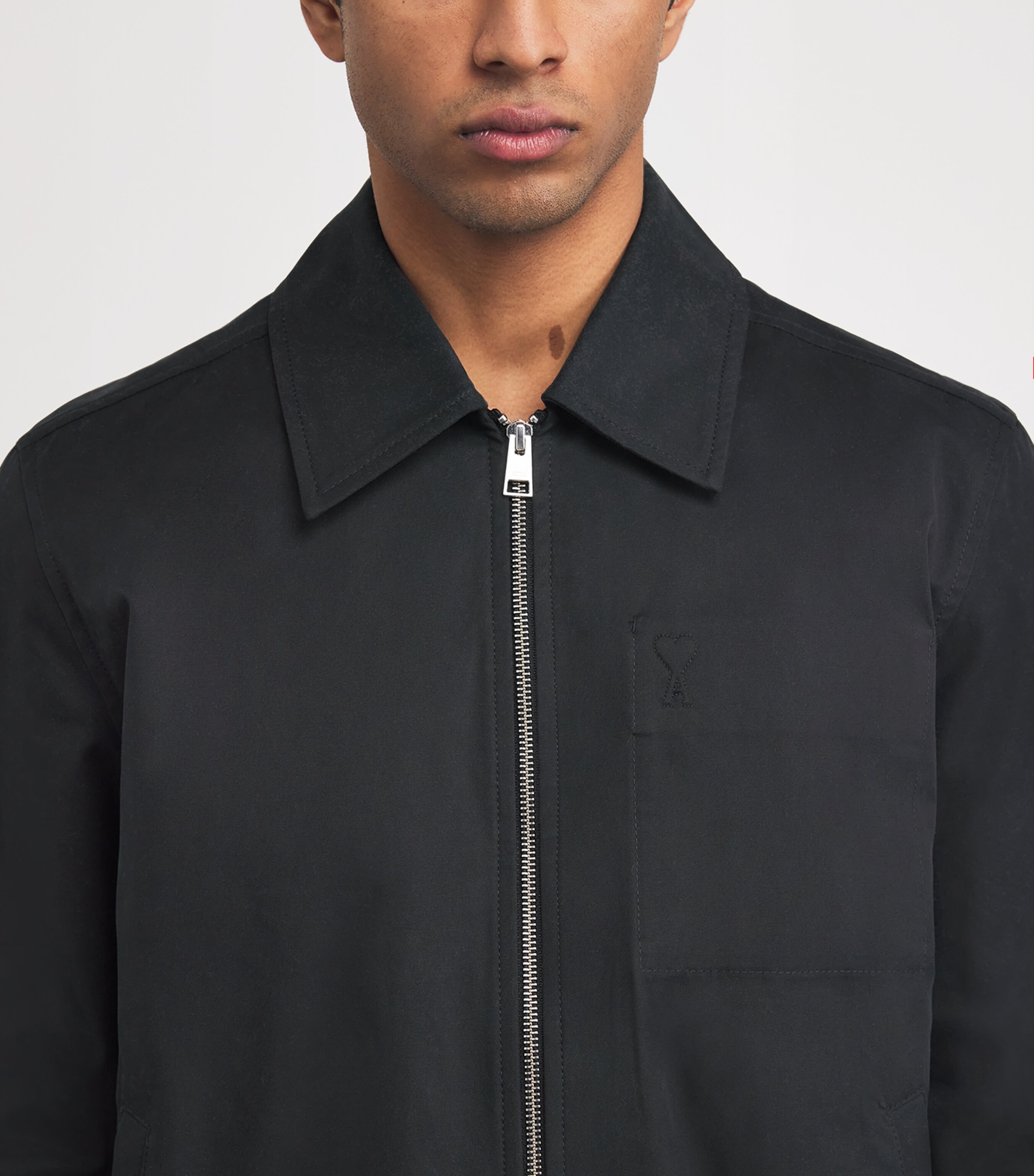 Cotton Zip-Up Jacket 001 NOIR Image 6