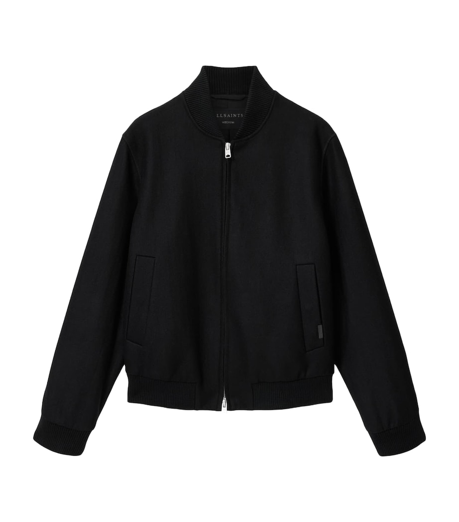 AllSaints Mens Wool-Blend Deceit Bomber Jacket Black Image 1