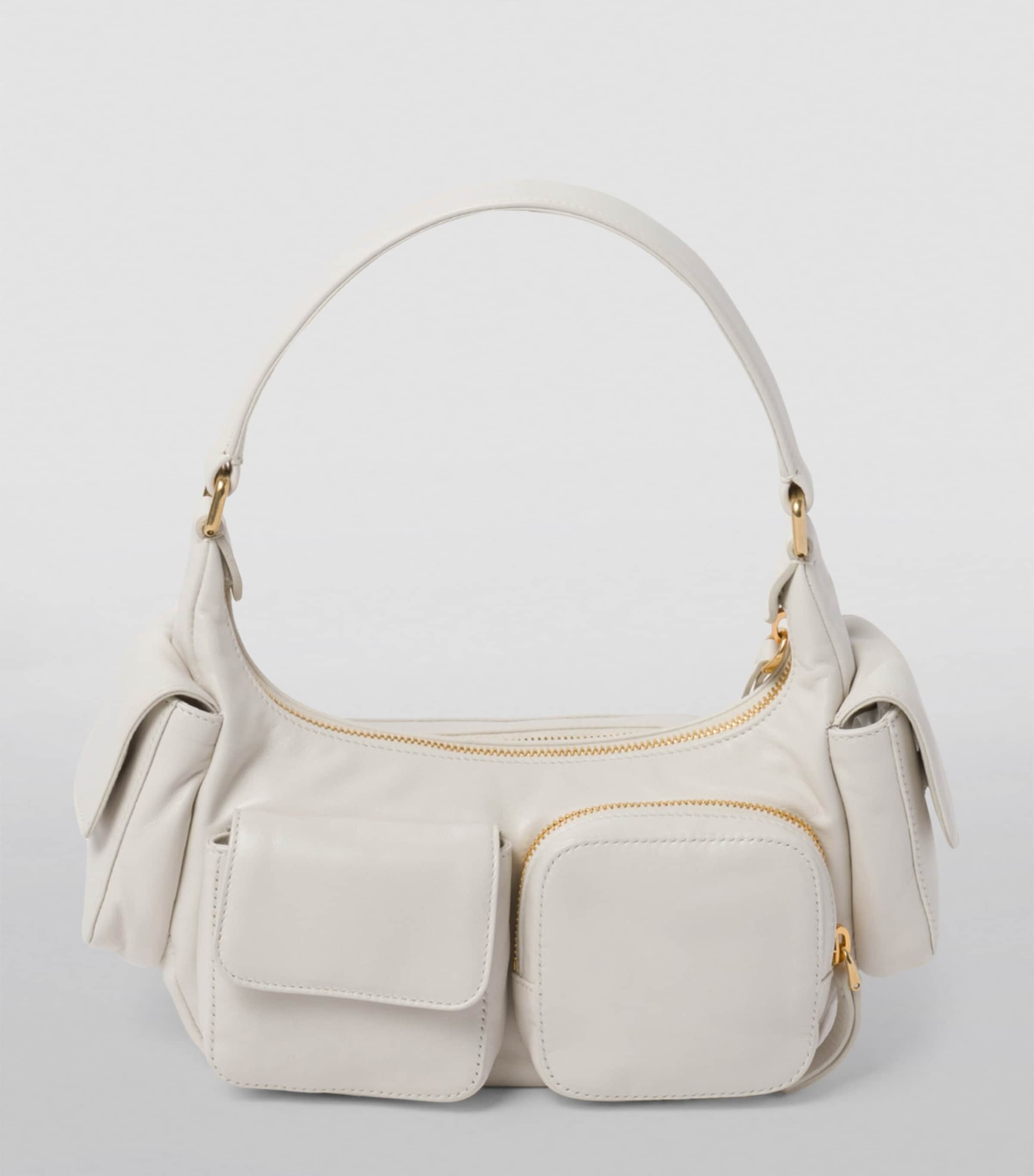 Miu Miu White Leather Pocket Shoulder Bag | Harrods UK