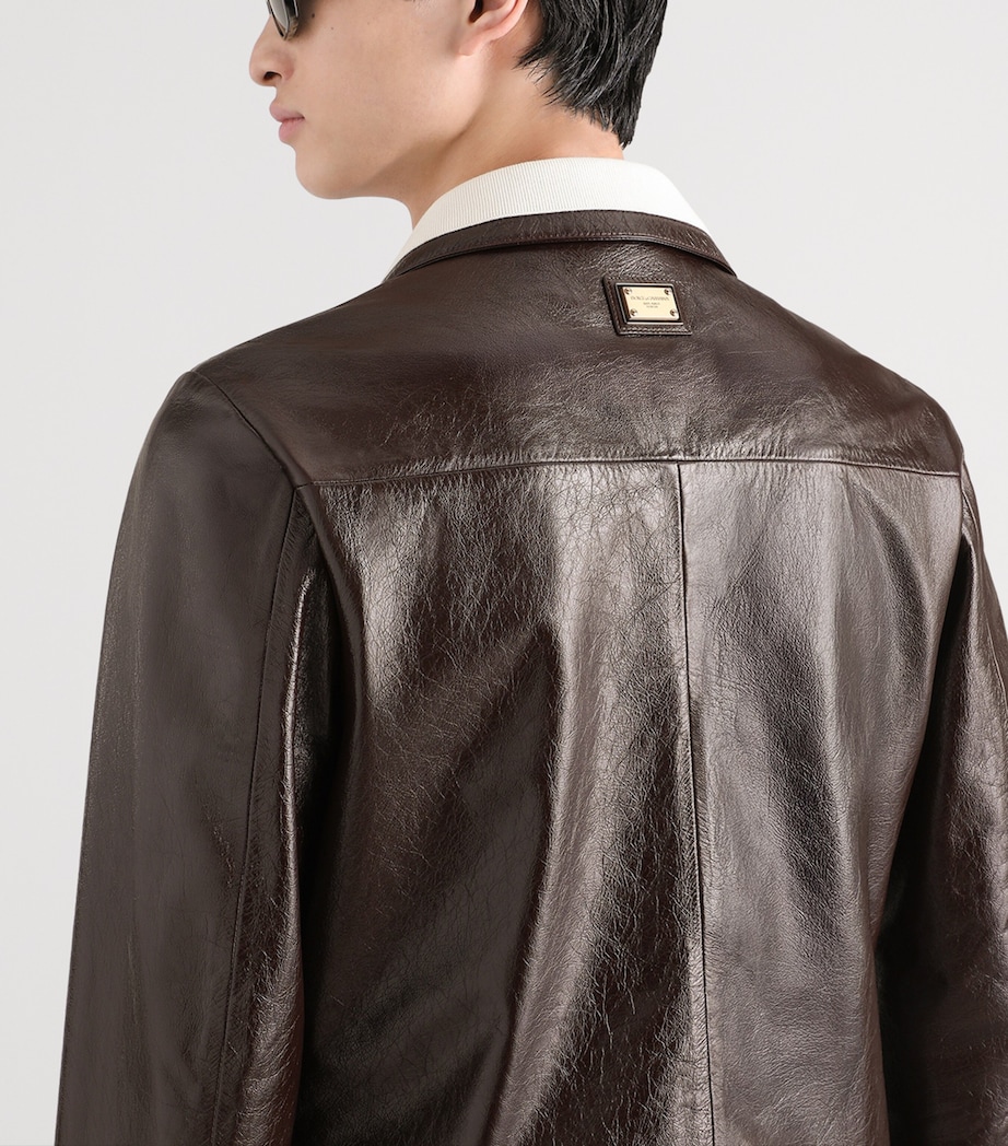 Dolce&Gabbana Mens Leather Jacket Brown Dark Vio Image 4