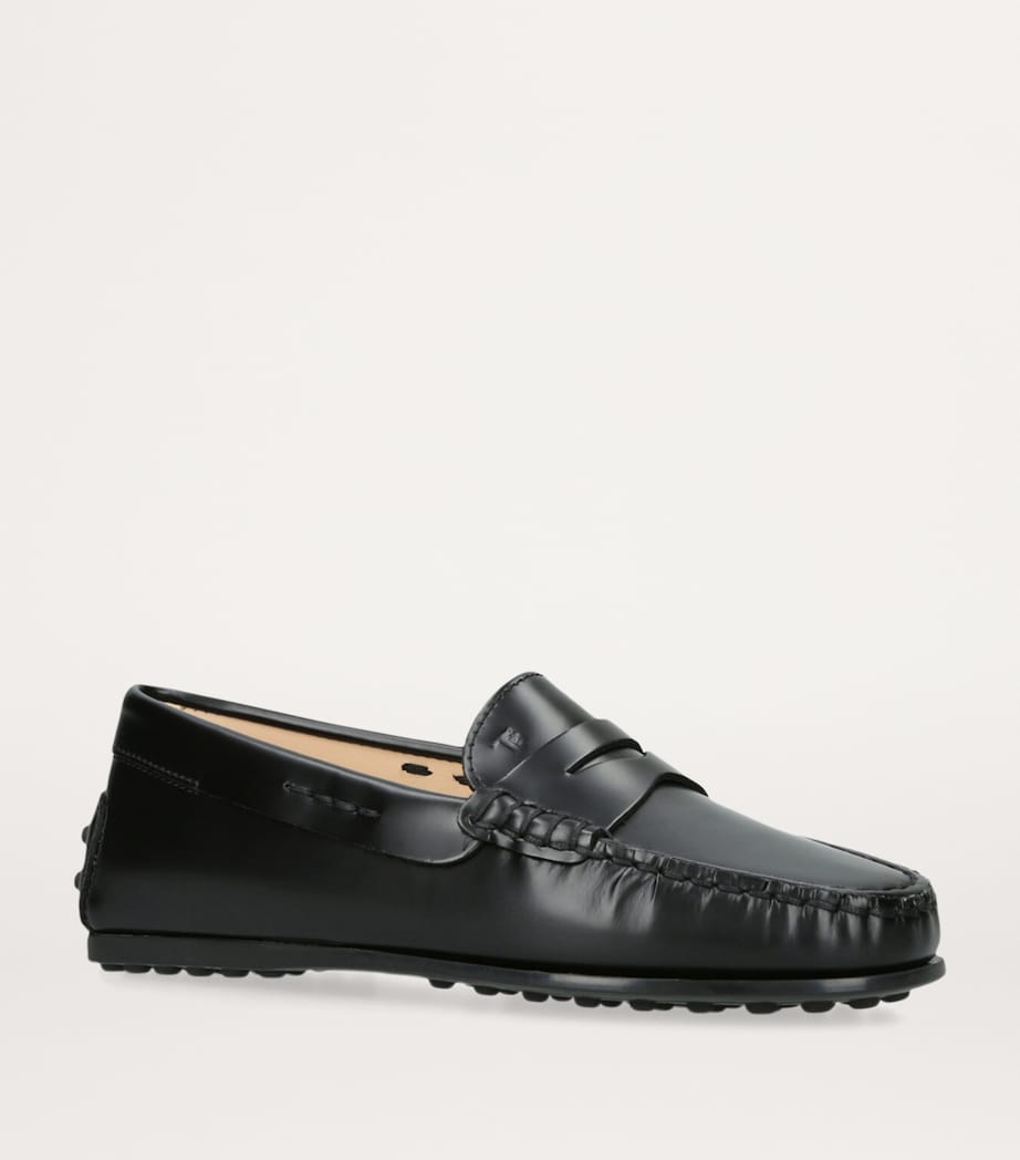 Leather Mocassino Nuovo City Driving Shoes BLACK Image 3