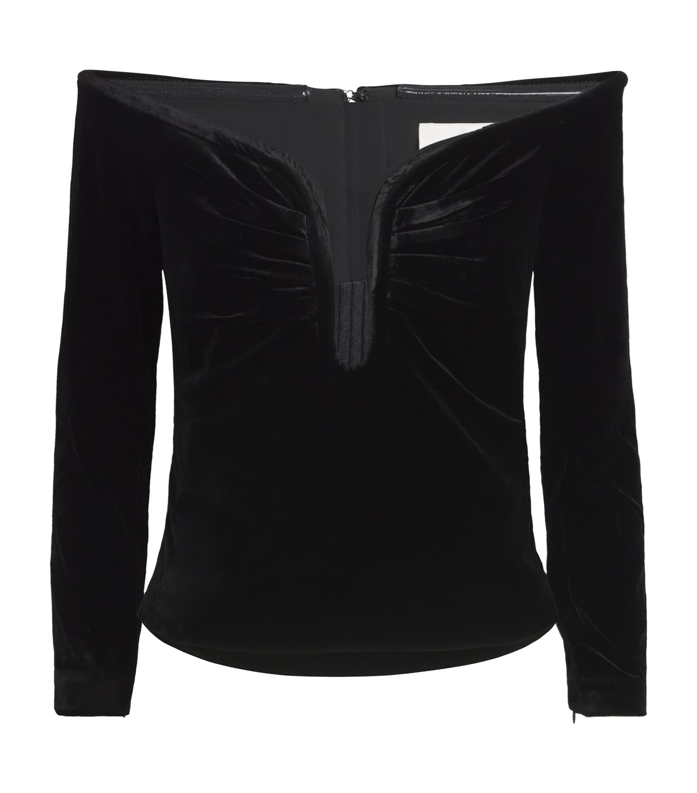 Roland Mouret Womens Velvet Long-Sleeve Top Black Image 1