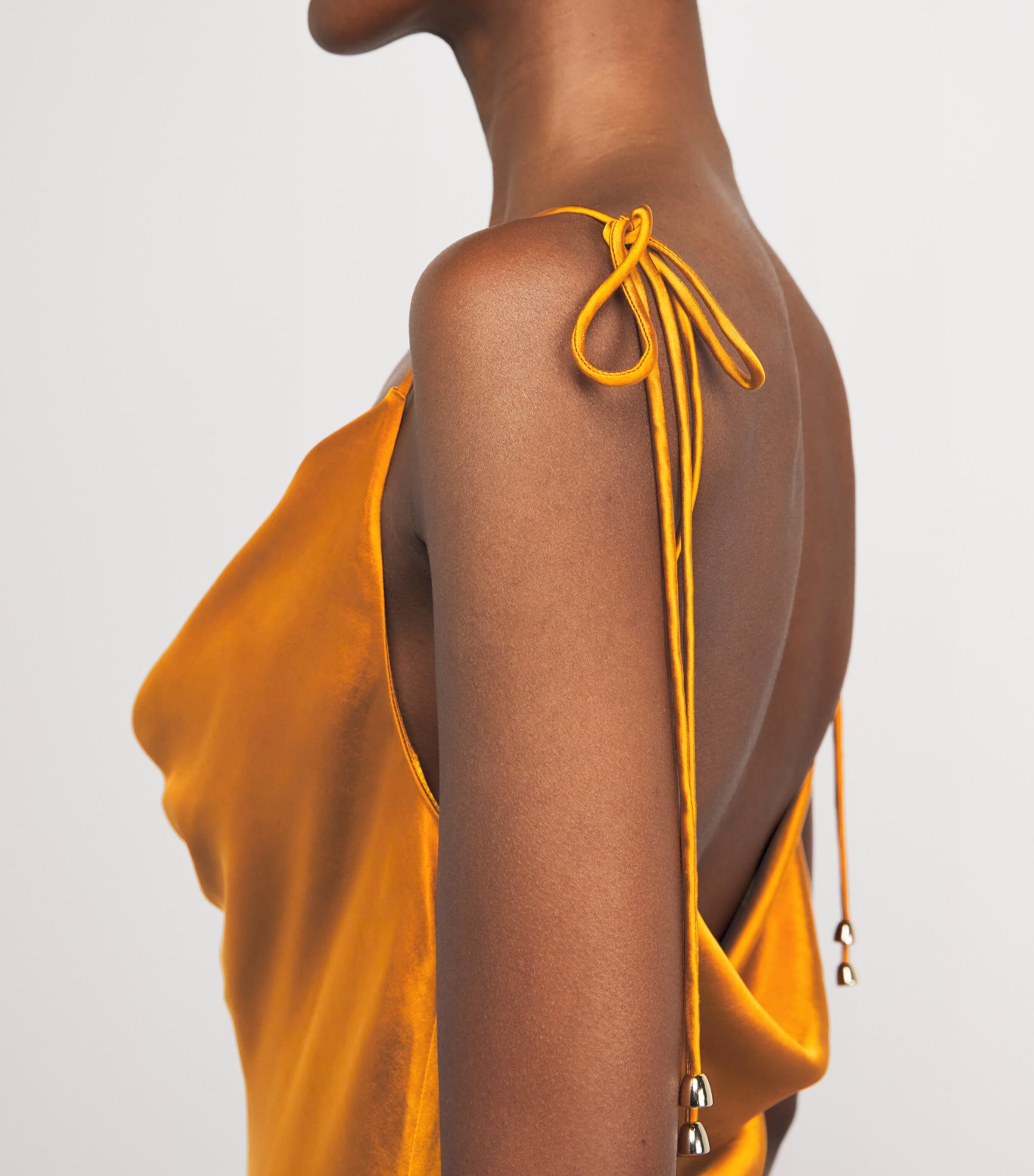 Satin-Lace Maxi Dress ORANGE Image 6