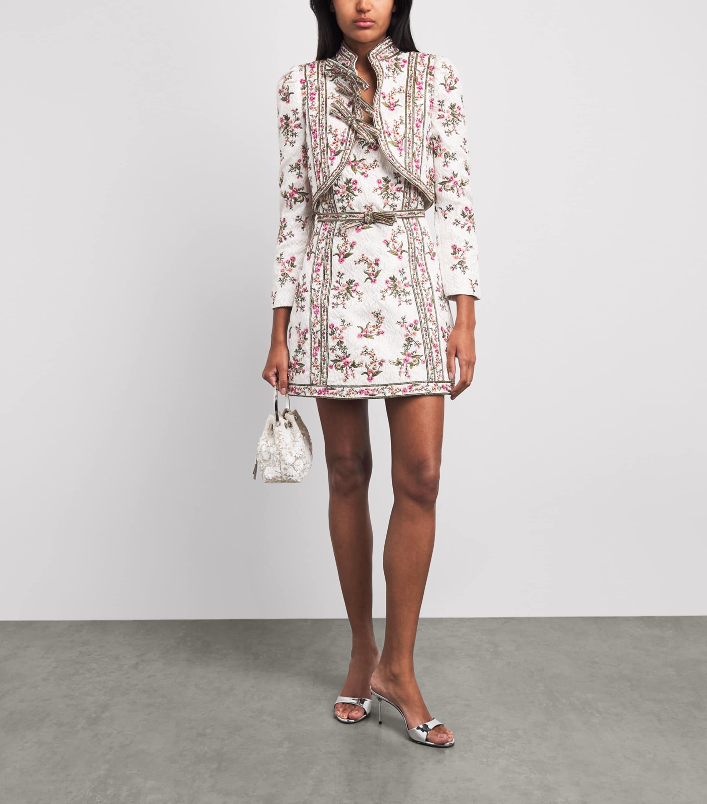 Alice+Olivia Womens Embellished Ilaria Brocade Jacket Off White/multi Image 2
