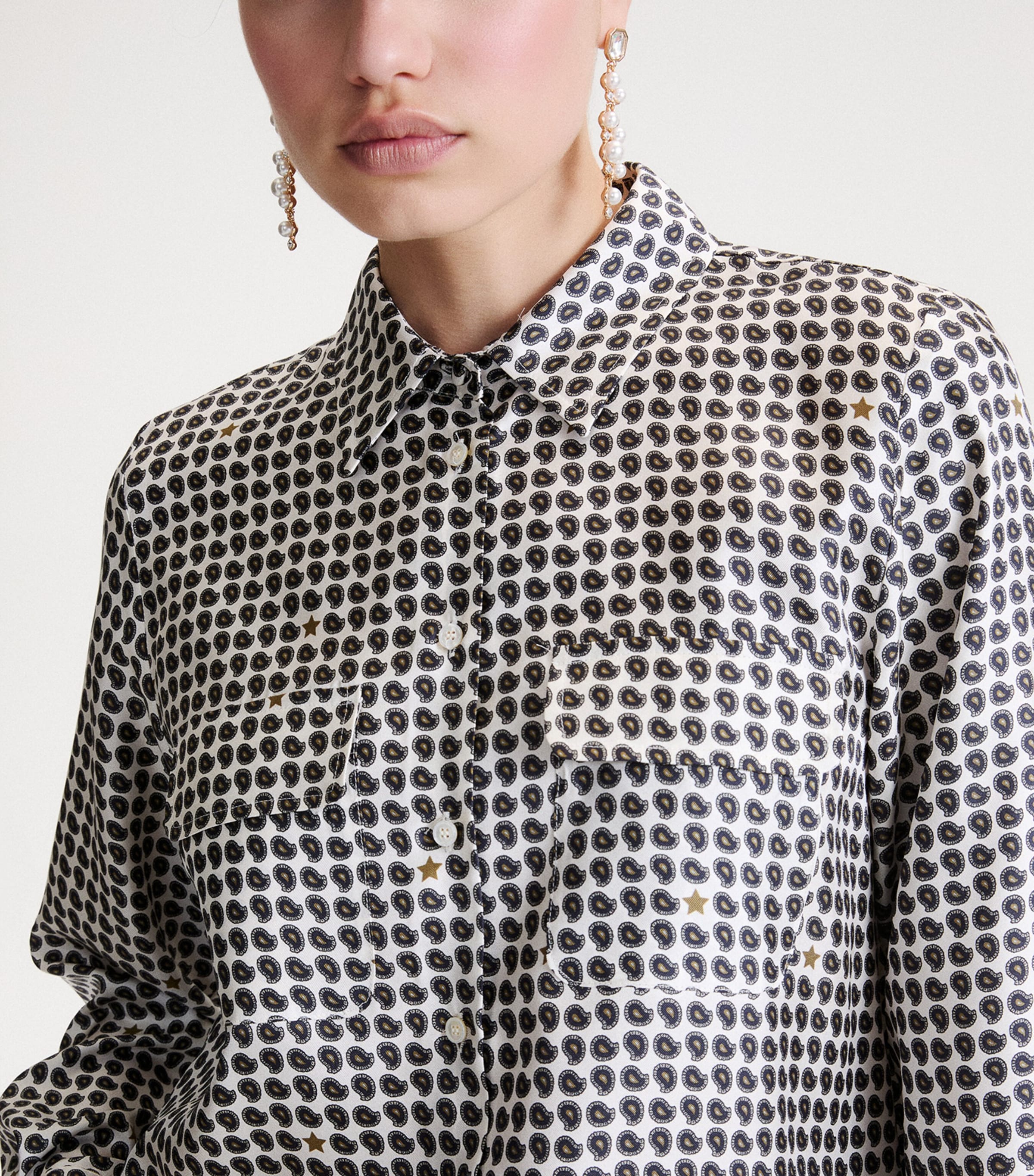 Marella Womens Silk Paisley Shirt Wool White Image 5