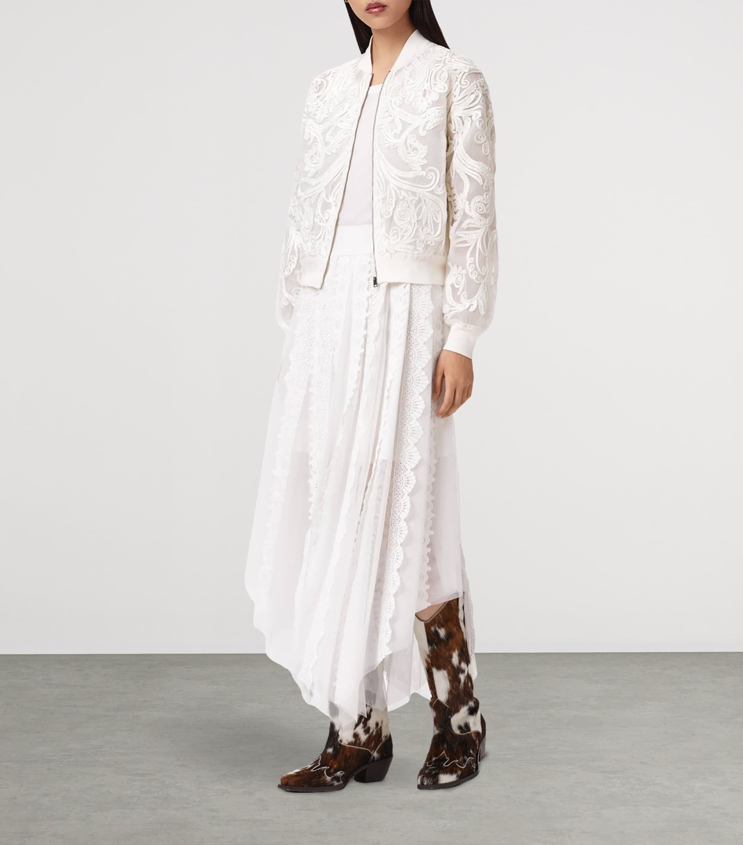 AllSaints Womens Vashtie Maxi Skirt Optic White Image 2