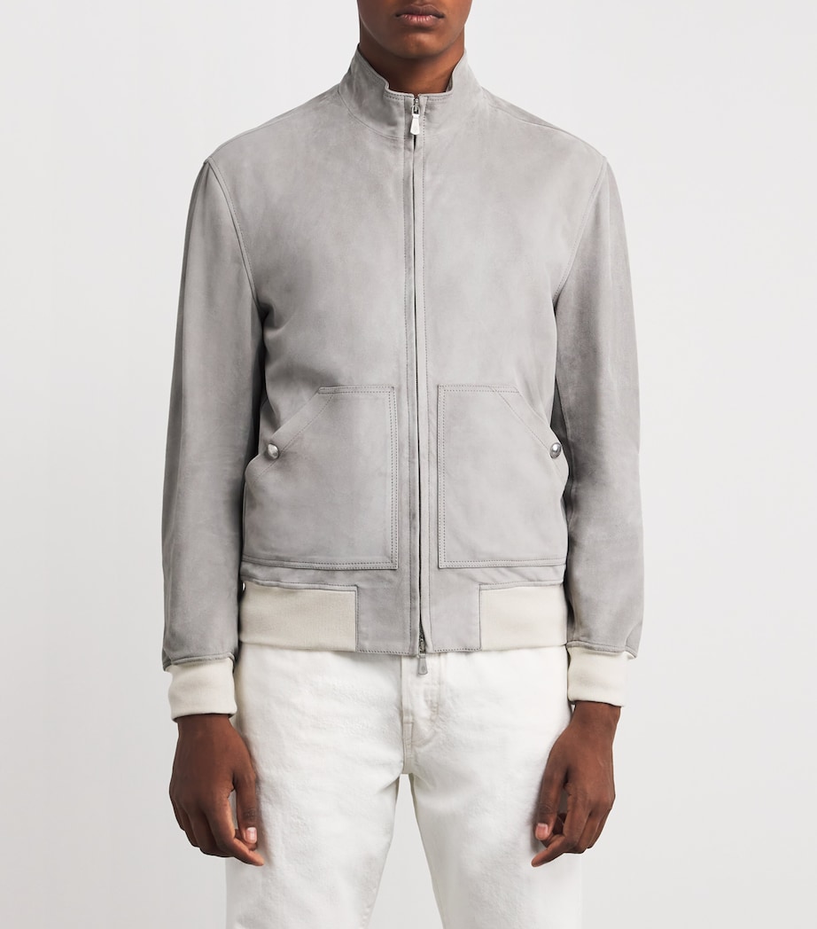 Suede Giubbino Capuccio Jacket BLU Image 3