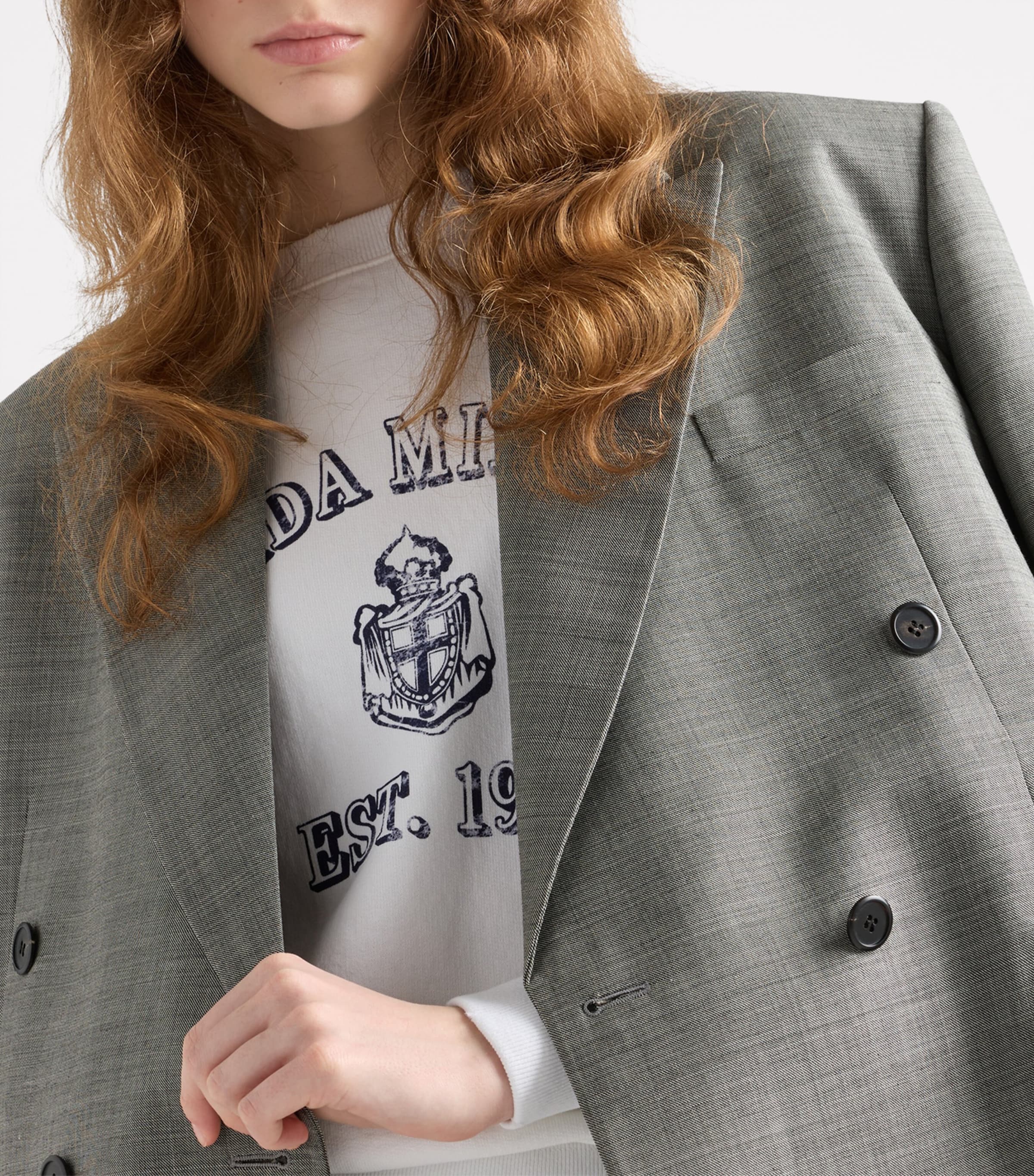 Wool Double-Breasted Grisaille Blazer F0480 Image 3