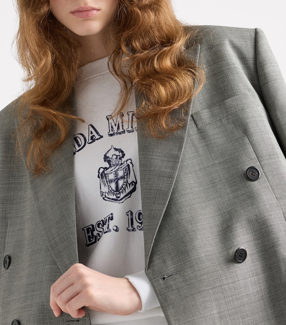 Wool Double-Breasted Grisaille Blazer F0480 Image 3