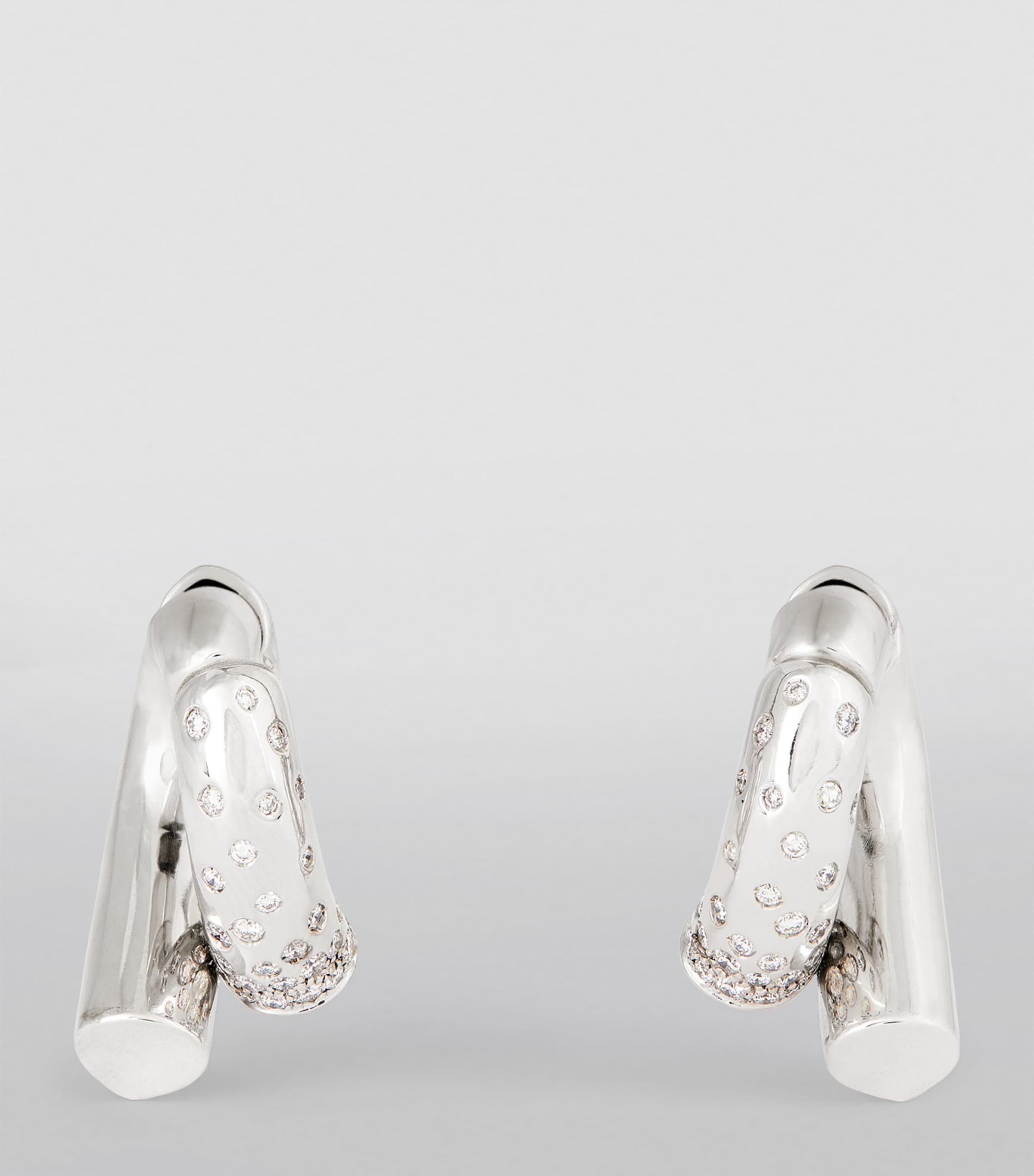 Tabayer Medium White Gold and Diamond Oera Hoop Earrings White Gold Image 2
