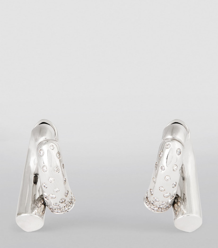 Tabayer Medium White Gold and Diamond Oera Hoop Earrings White Gold Image 2
