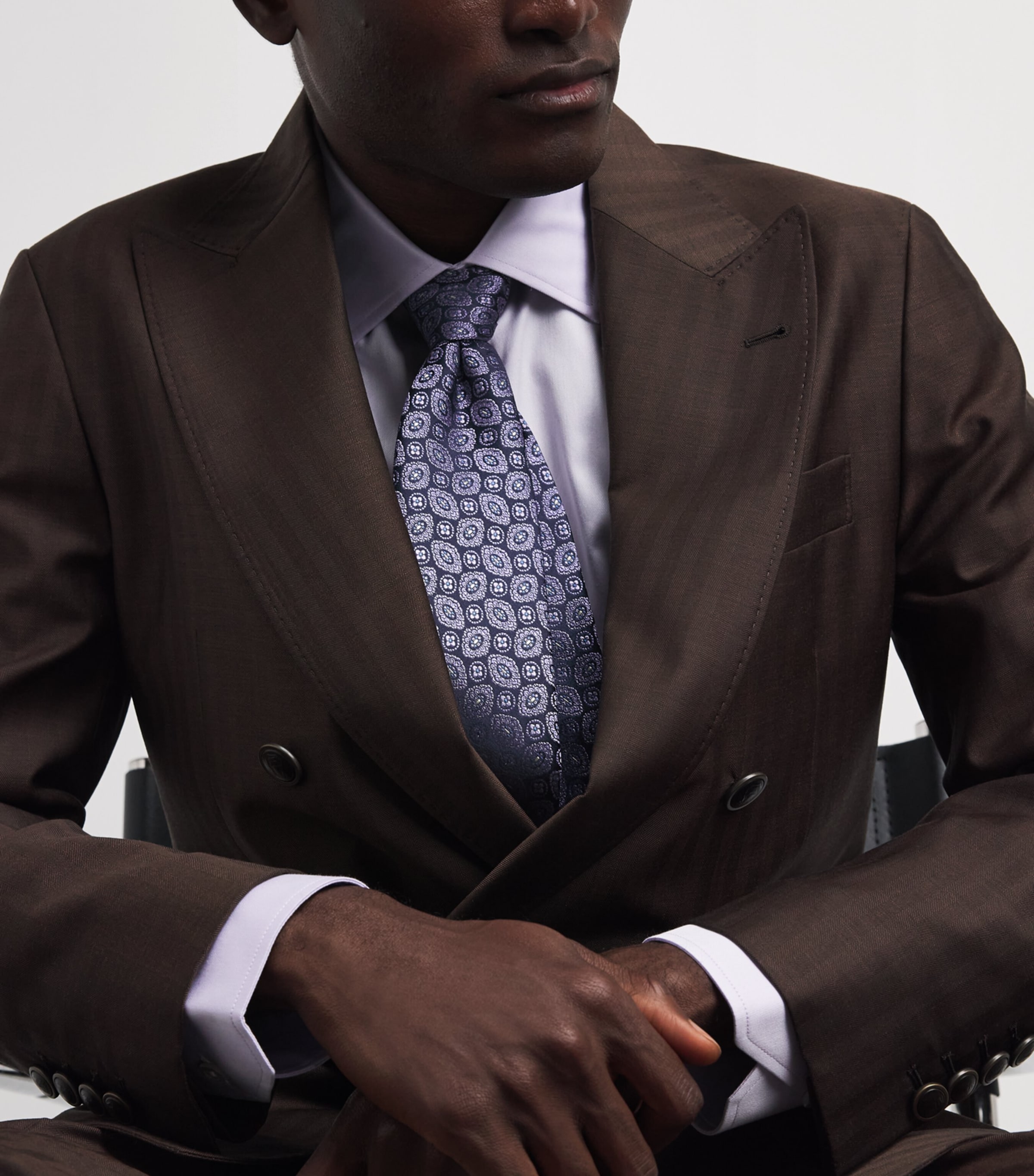 Eton Silk Medallion Tie Dark Purple Image 2