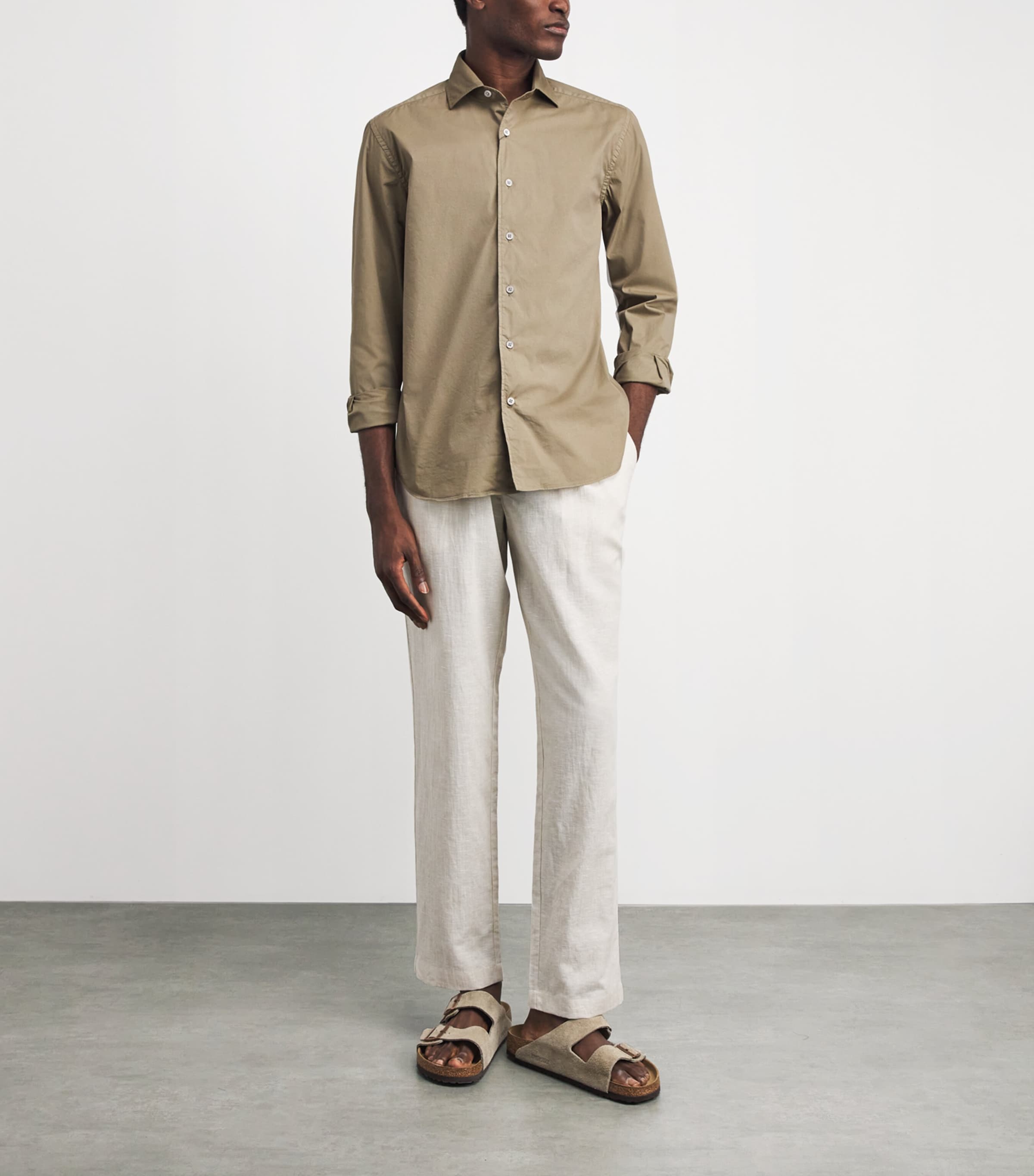 Corneliani Mens Cotton-Blend Shirt Brown Image 2