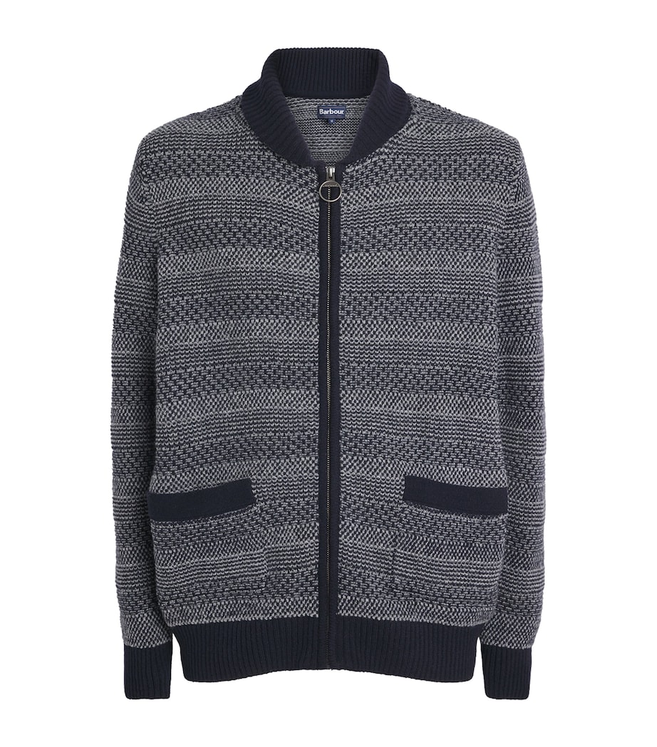 Barbour Mens Wool Helmsley Cardigan Navy Image 1
