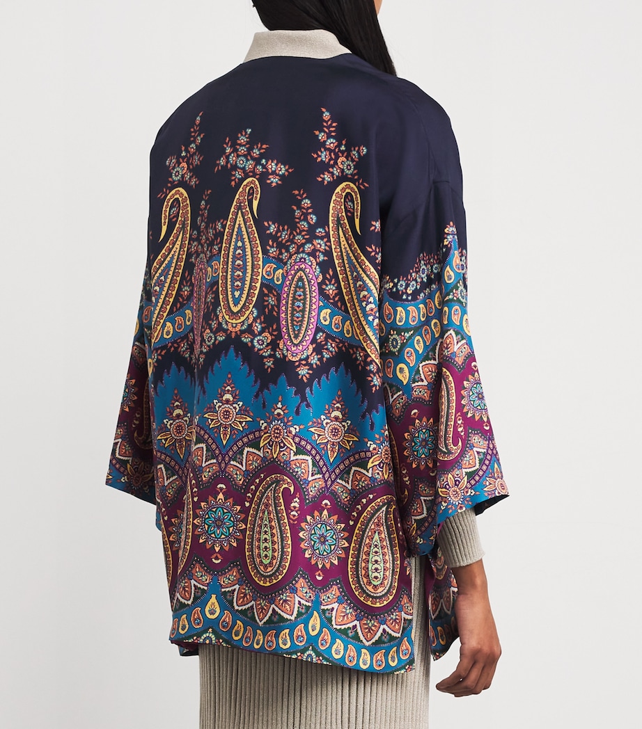 Silk Paisley Print Short Robe X0886 Image 4