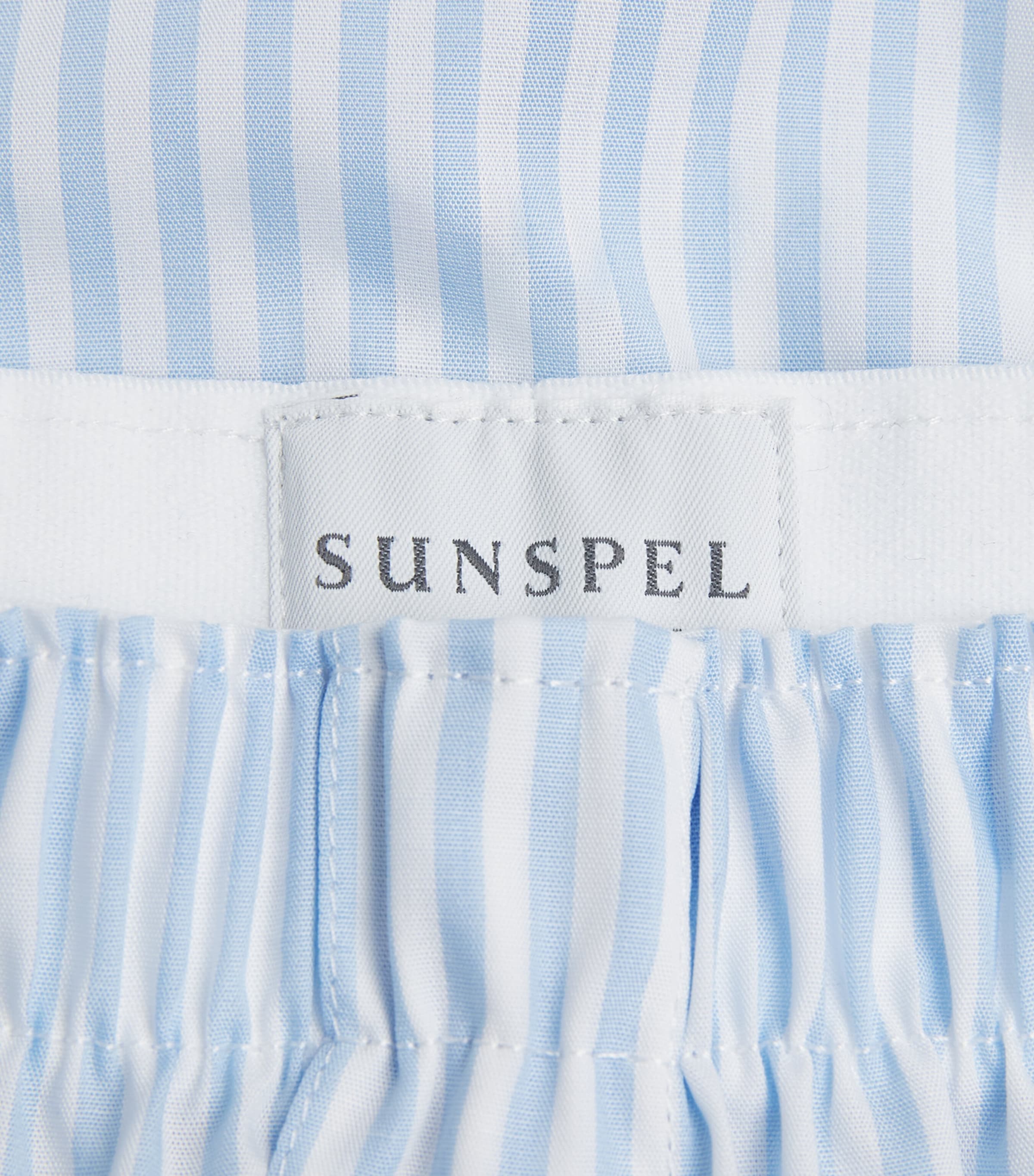 Sunspel Mens Cotton Classic Boxer Shorts White/lt Blue B Image 5