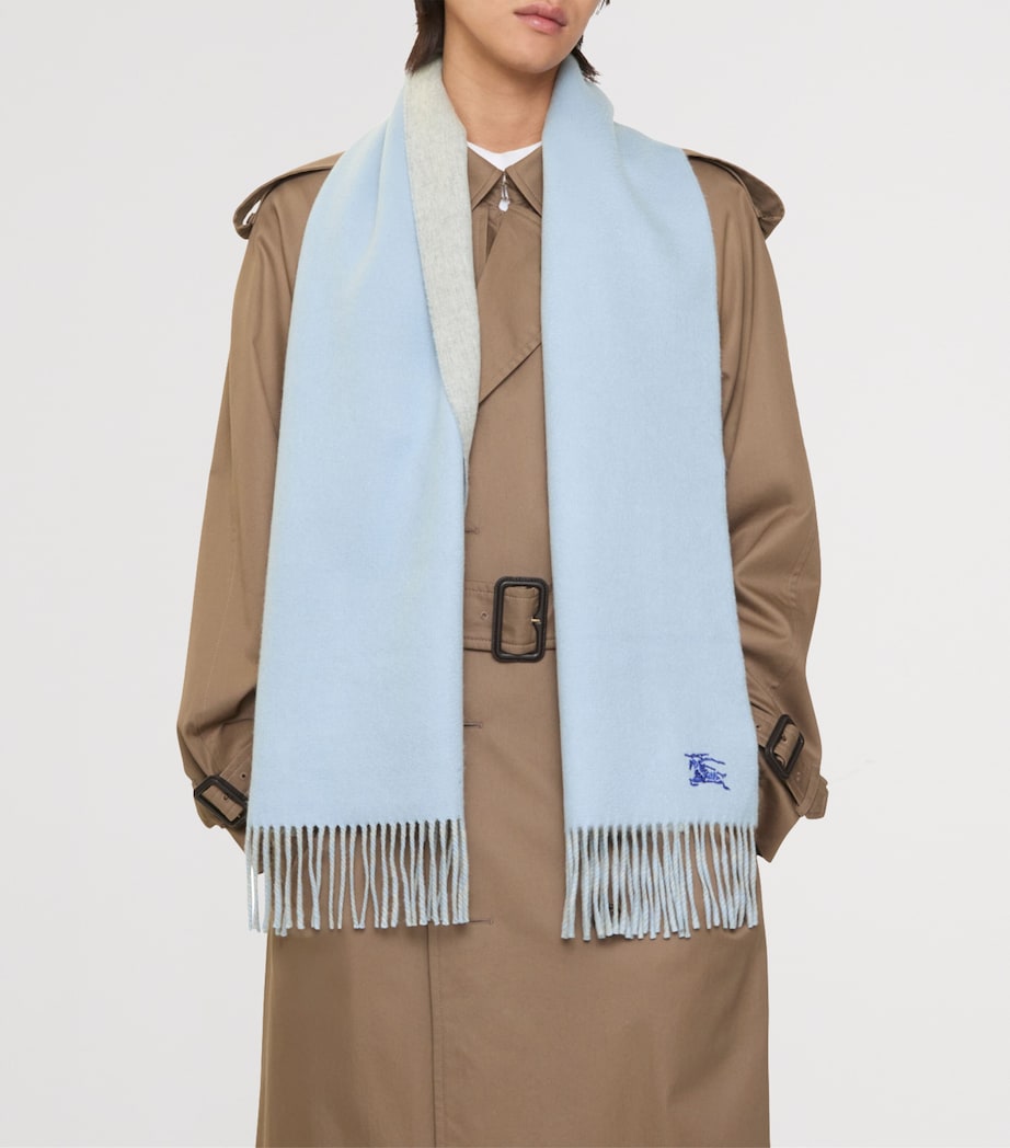 Cashmere Reversible EKD Scarf BANK BLUE/PALE GREY Image 4
