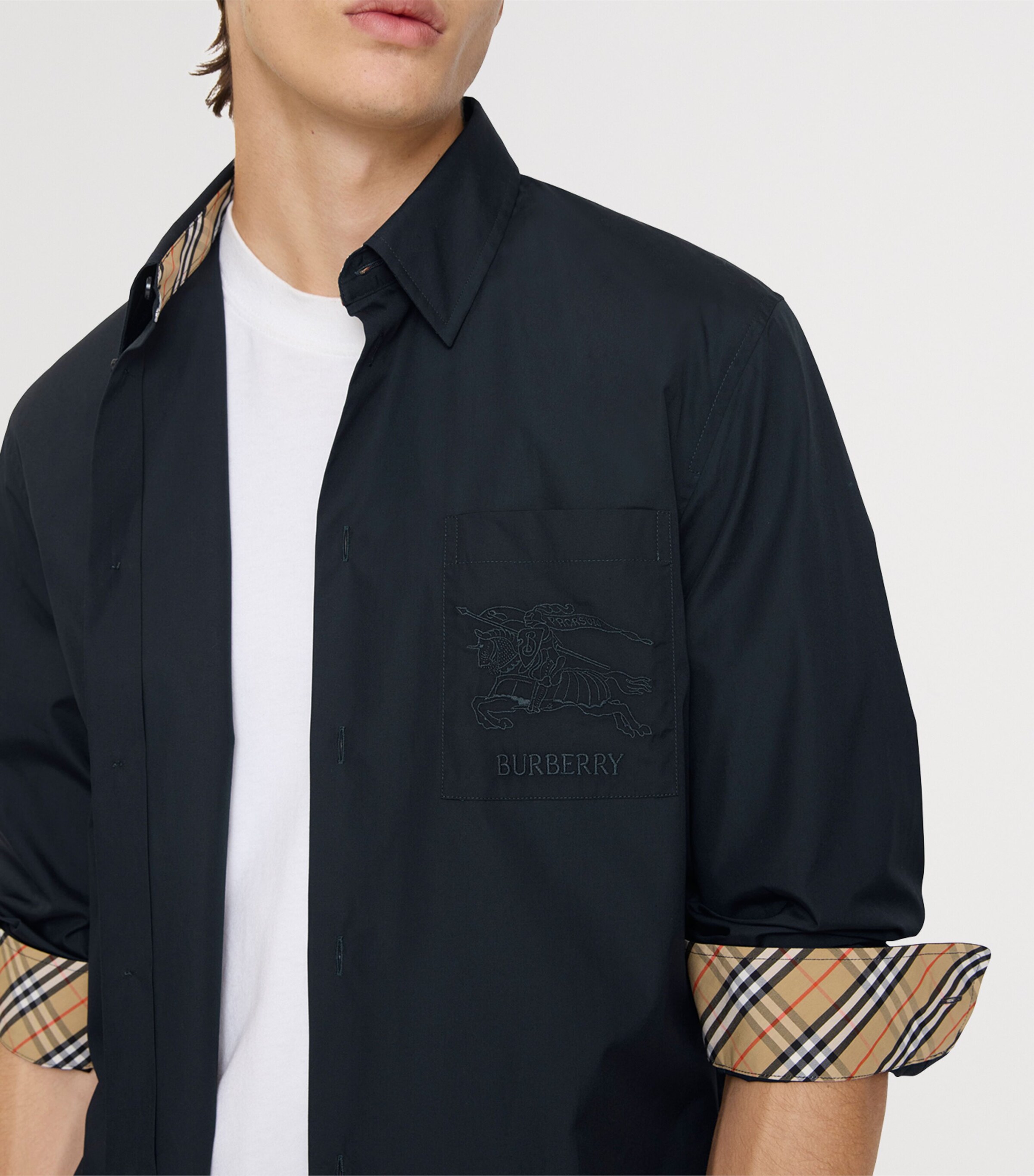 Cotton Poplin Logo Shirt NAVY Image 3