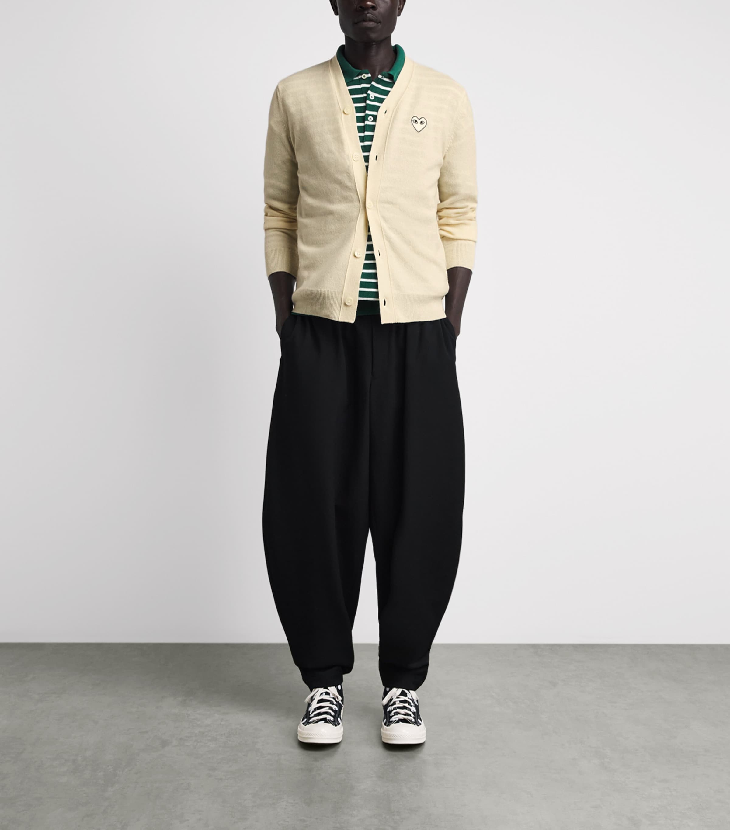Comme Des Garçons Play Mens Wool Heart Cardigan Ivory Image 2