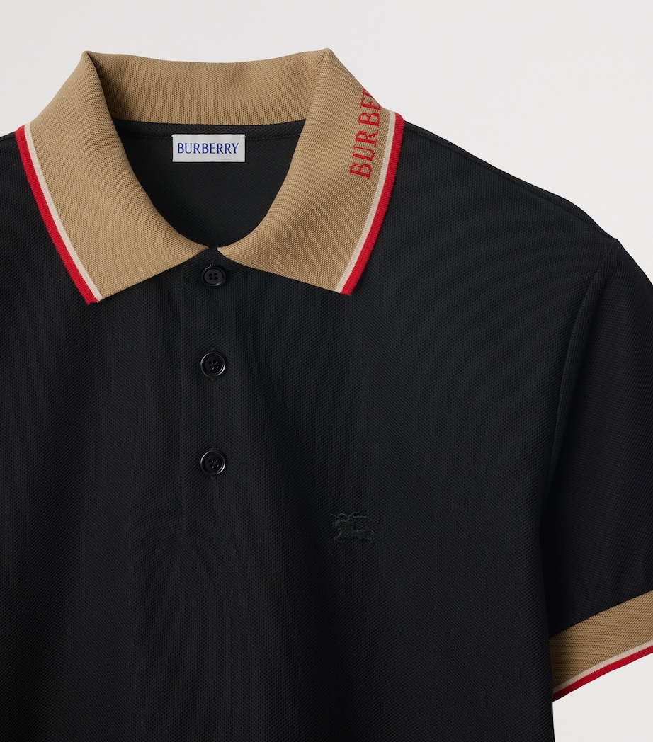 Cotton Logo-Collar Polo Shirt BLACK Image 5