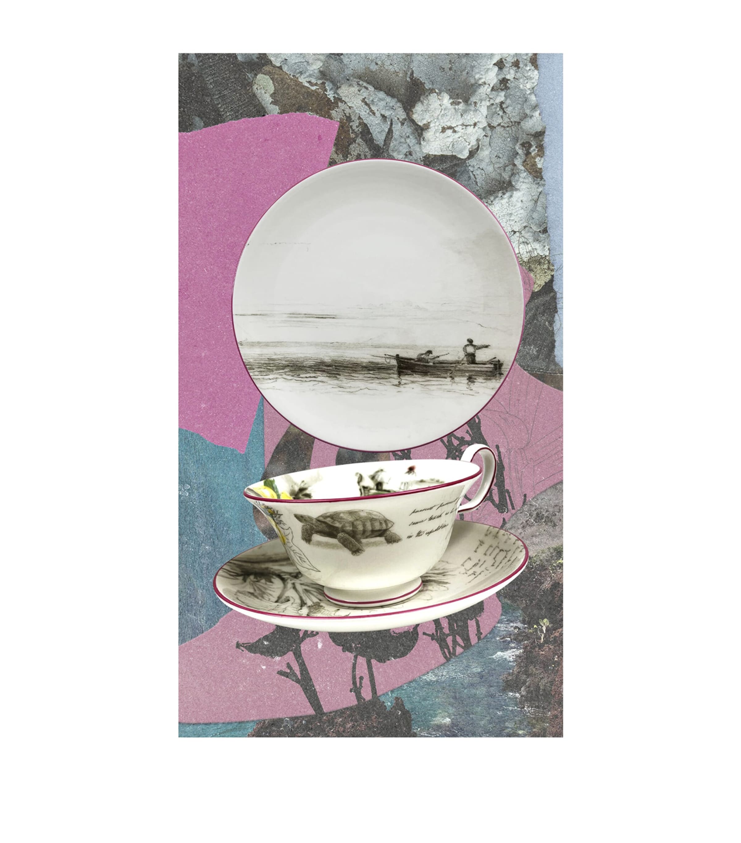 Voyage of the Beagle Galapagos Islands Plate, Teacup and Saucer Set MULTI Image 2