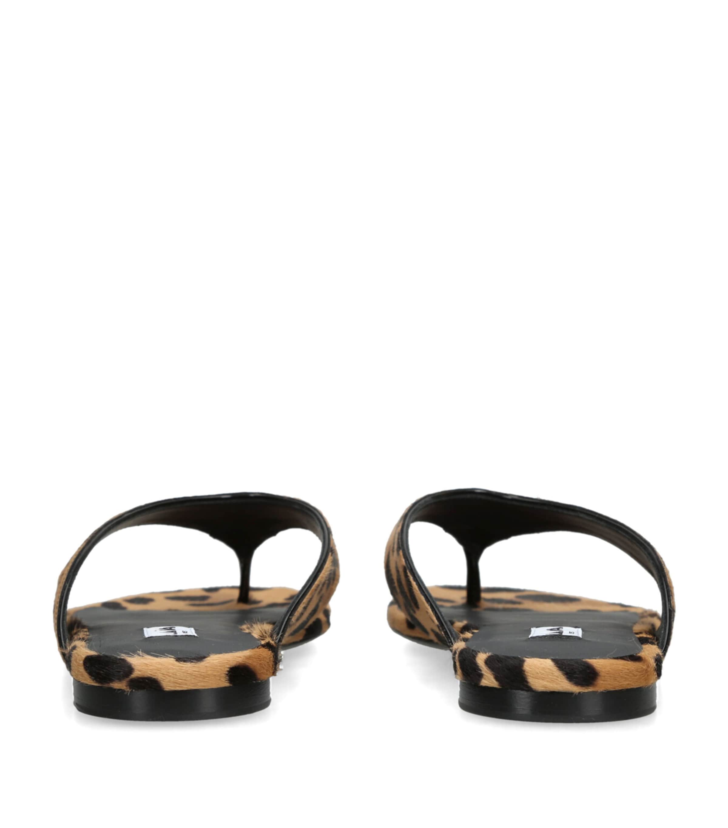 Pony Hair Leopard-Print Sandals DK.BRN COM Image 2