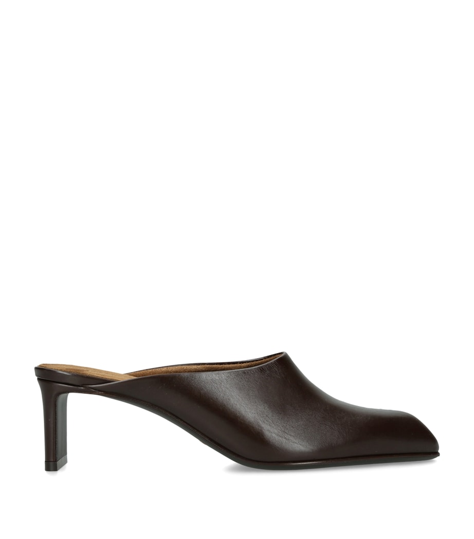 Khaite Leather Colt Heeled Mules 50 Brown Image 1